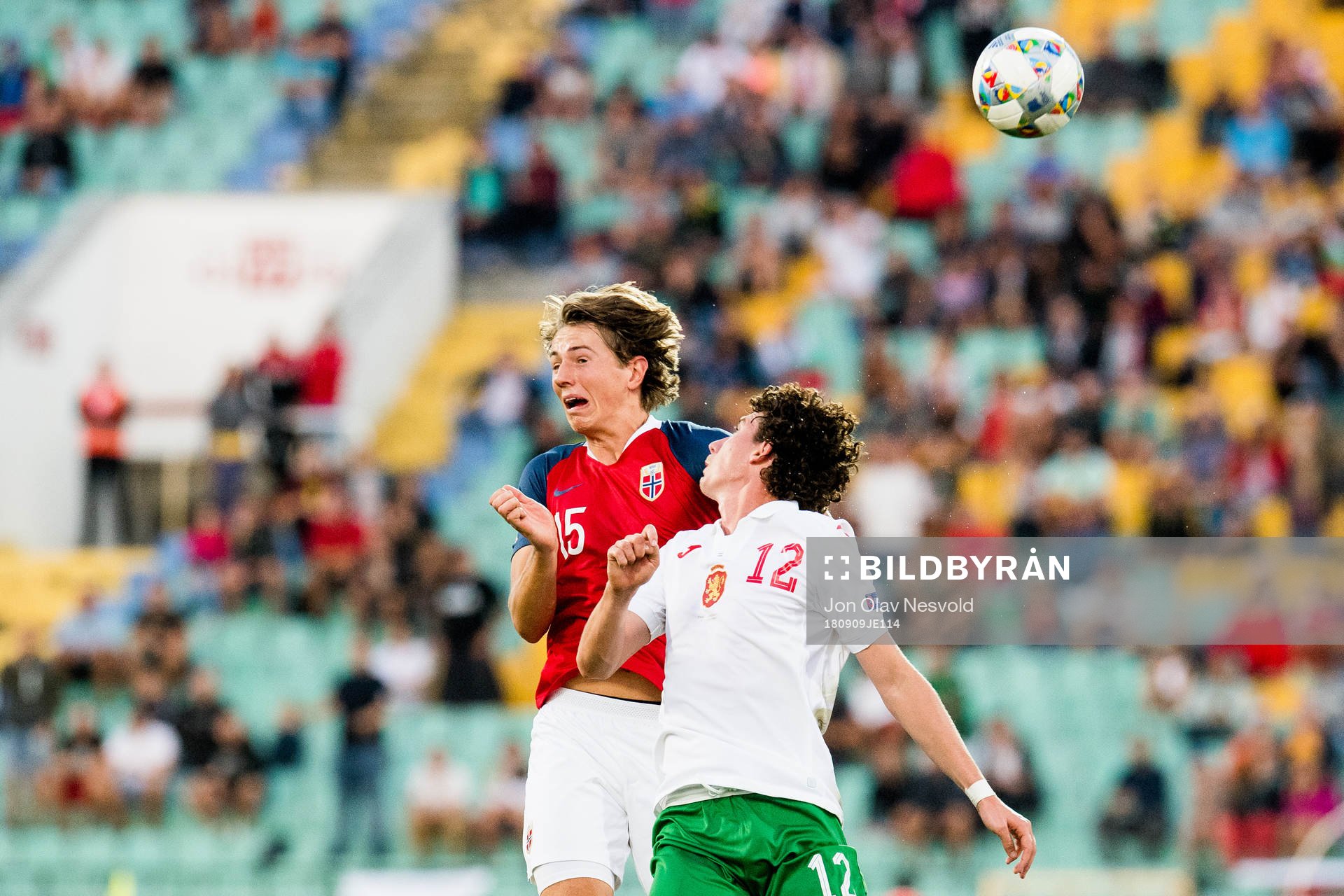 Sander Berge of Norway and Bozhidar Kraev of Bulgaria