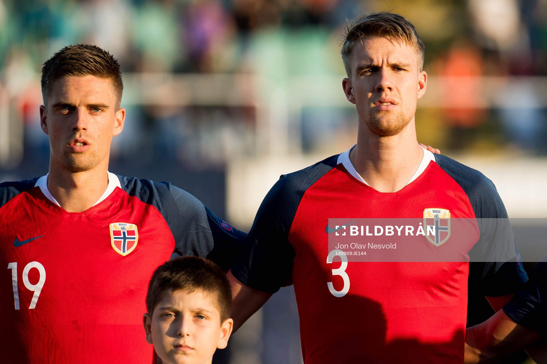 Markus Henriksen and Kristoffer Ajer of Norway