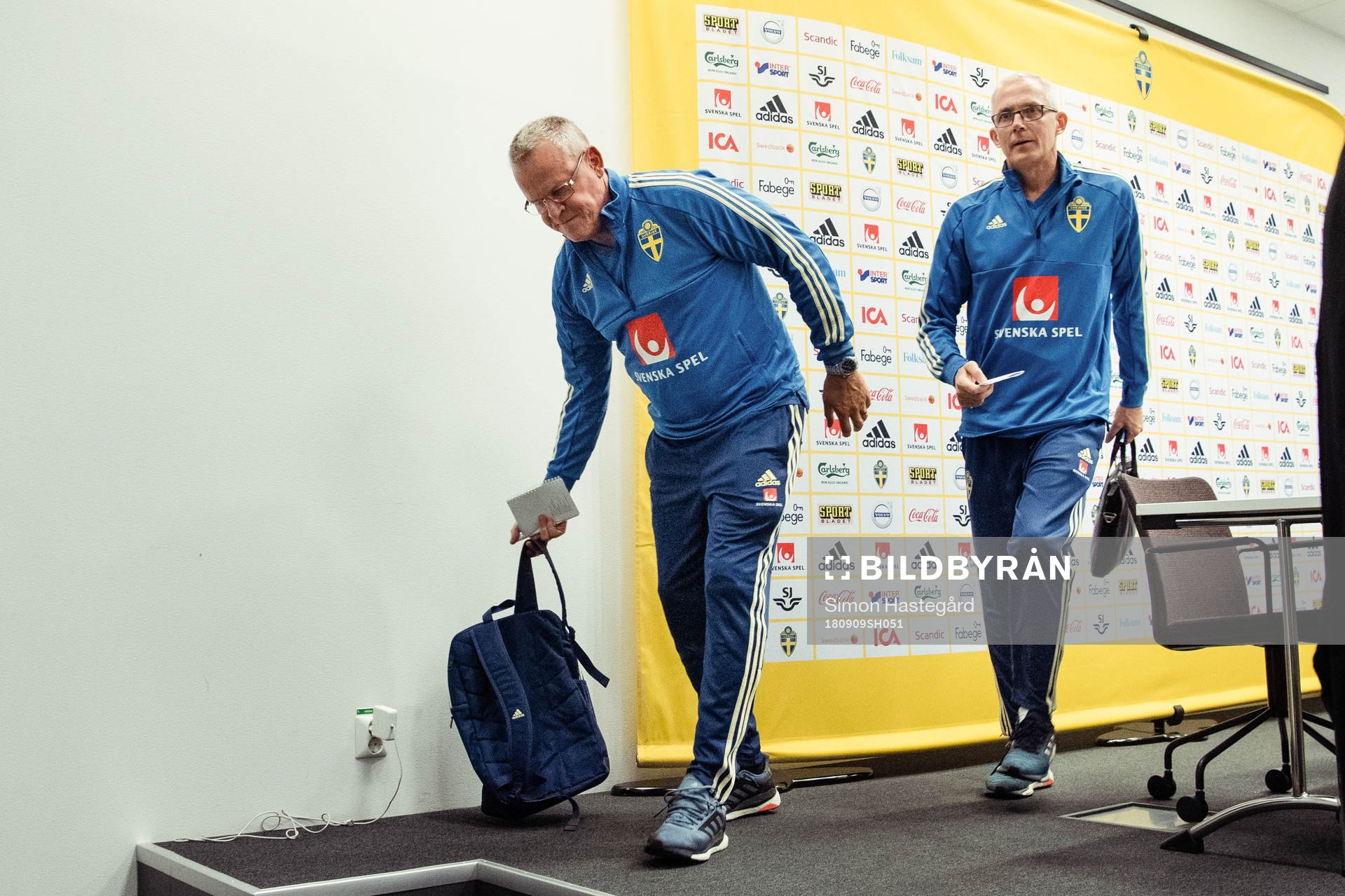 head coach Janne Andersson and Press officer Staffan