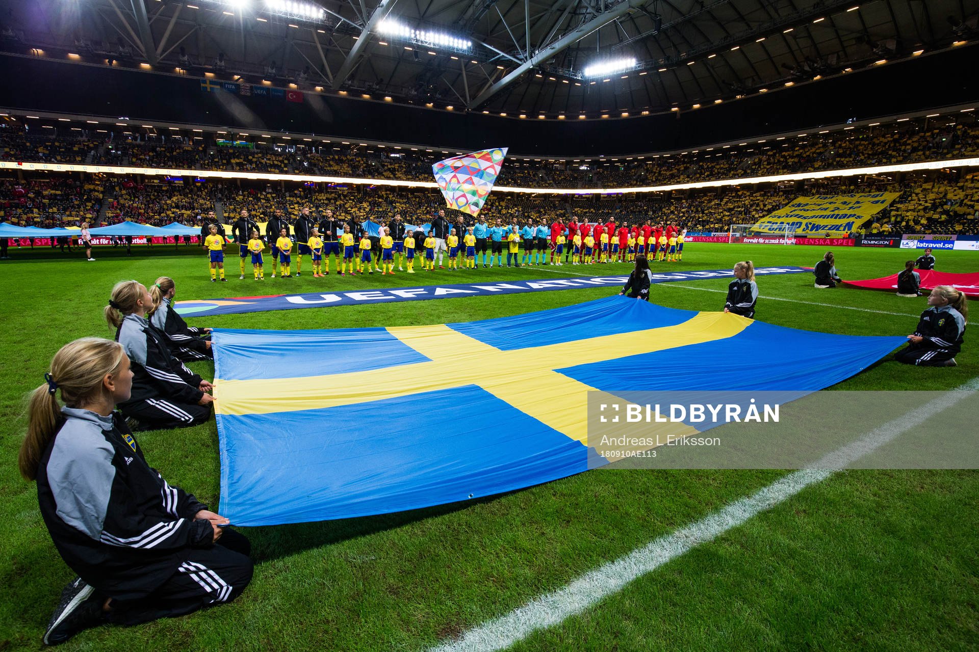 Both teams line up prior the Nations League match between