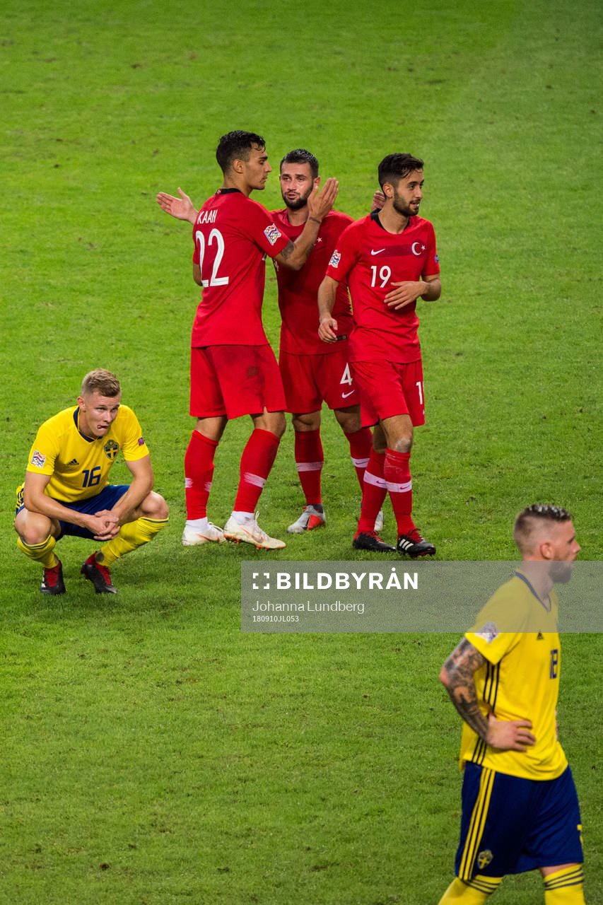 Emil Krafth and Pontus Jansson of Sweden looks dejected as
