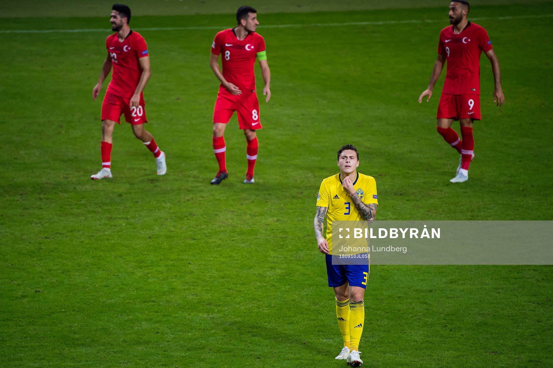Victor Nilsson Lindelöf of Sweden looks dejected