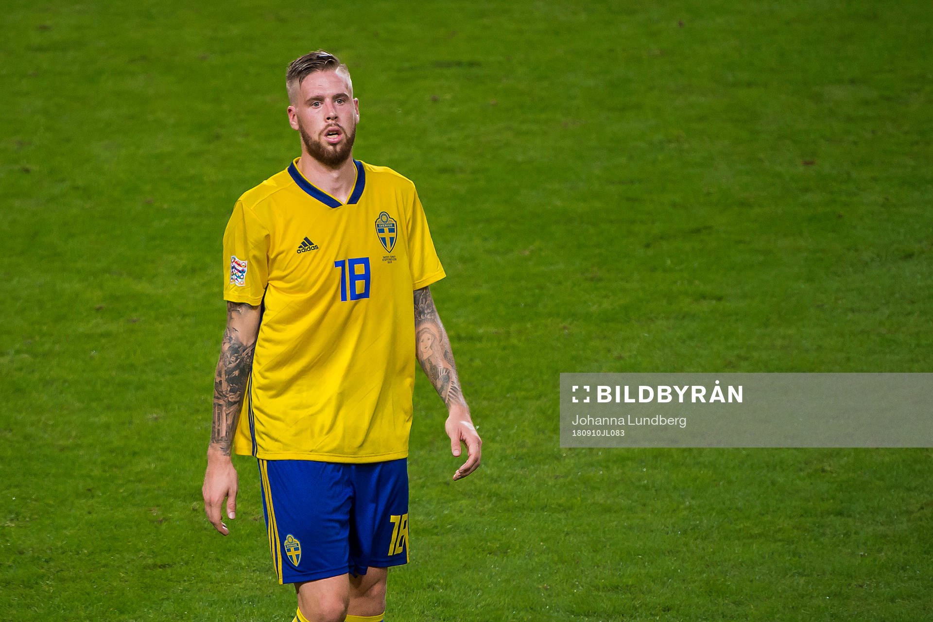 Pontus Jansson of Sweden during the Nations League match between Sweden and Turkey on september 10, 2018 in Stockholm.