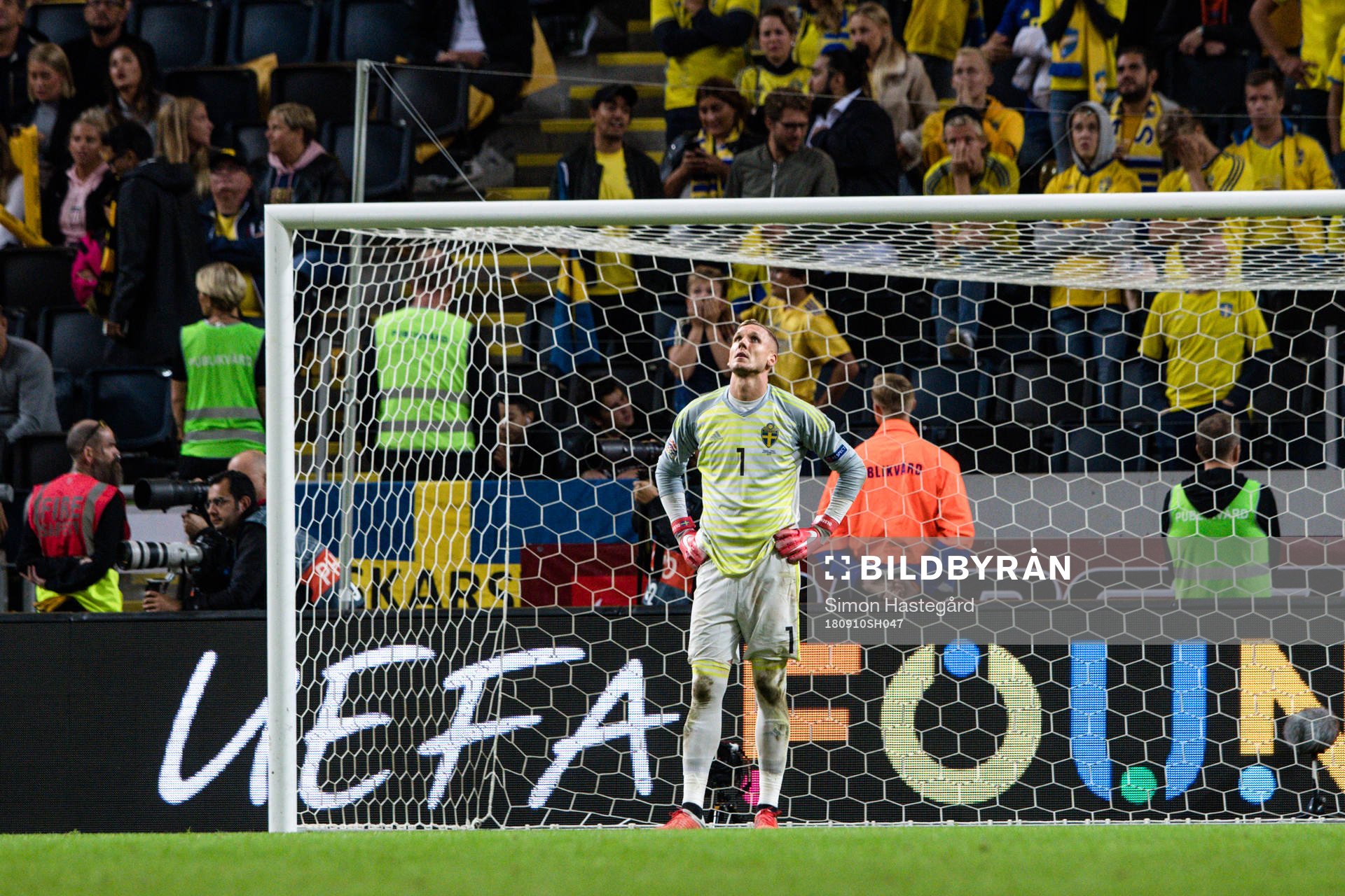 goalkeeper Robin Olsen  of Sweden looks dejected
