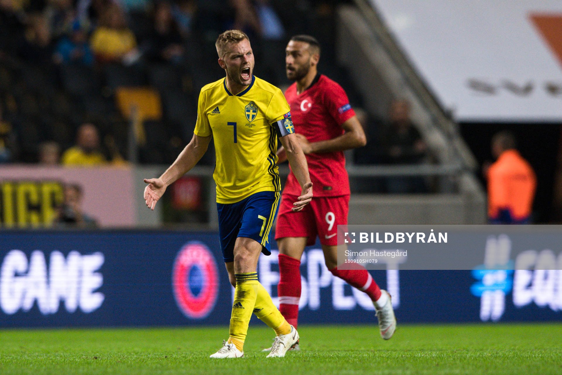 Sebastian Larsson of Sweden reacts