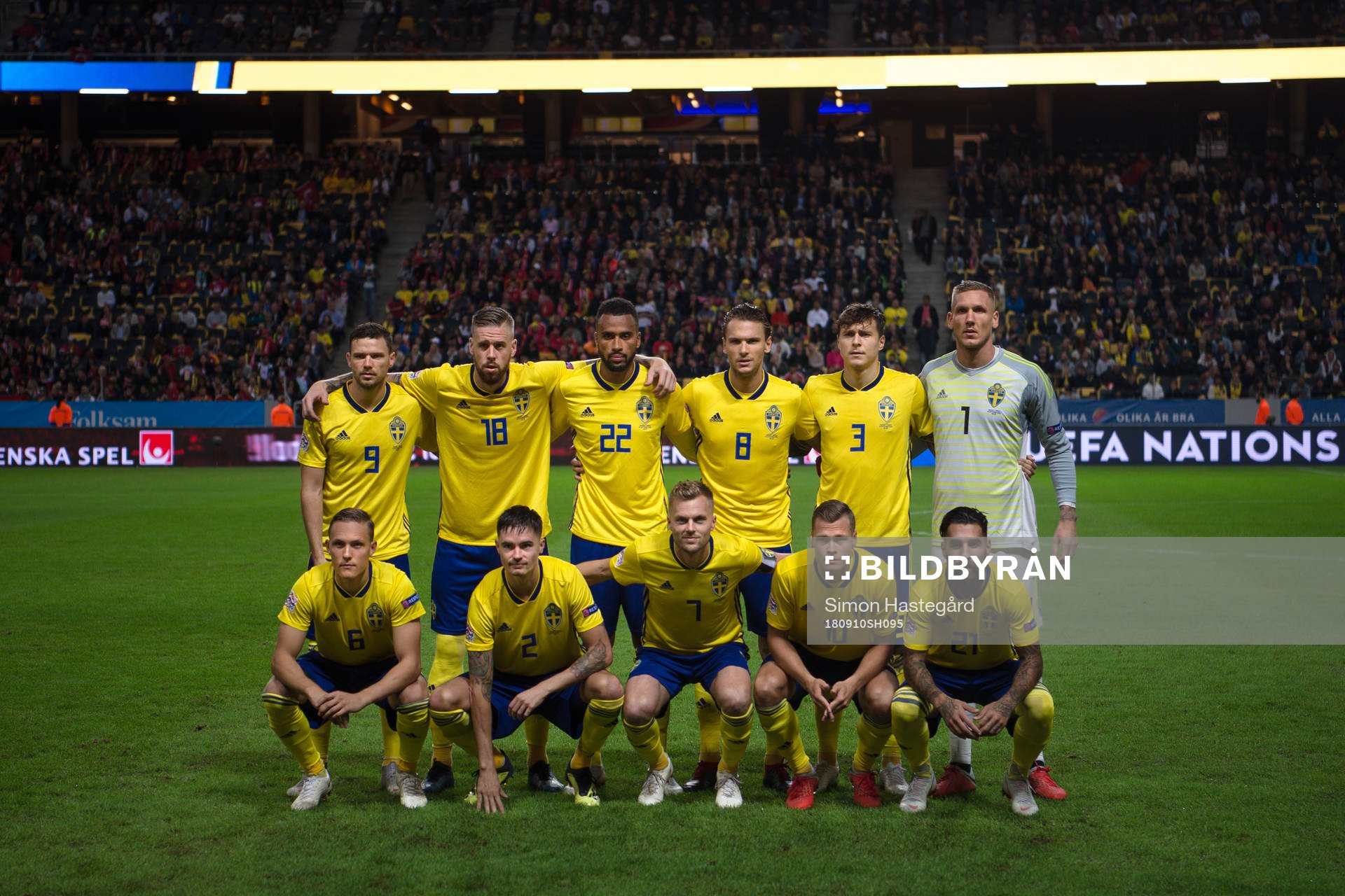 The starting eleven of Sweden with Marcus Berg , Pontus