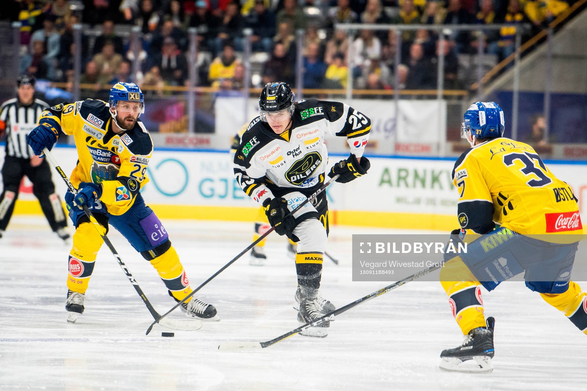 Robin Dahlstrøm of Storhamar and Robin Haglund Mathisen of