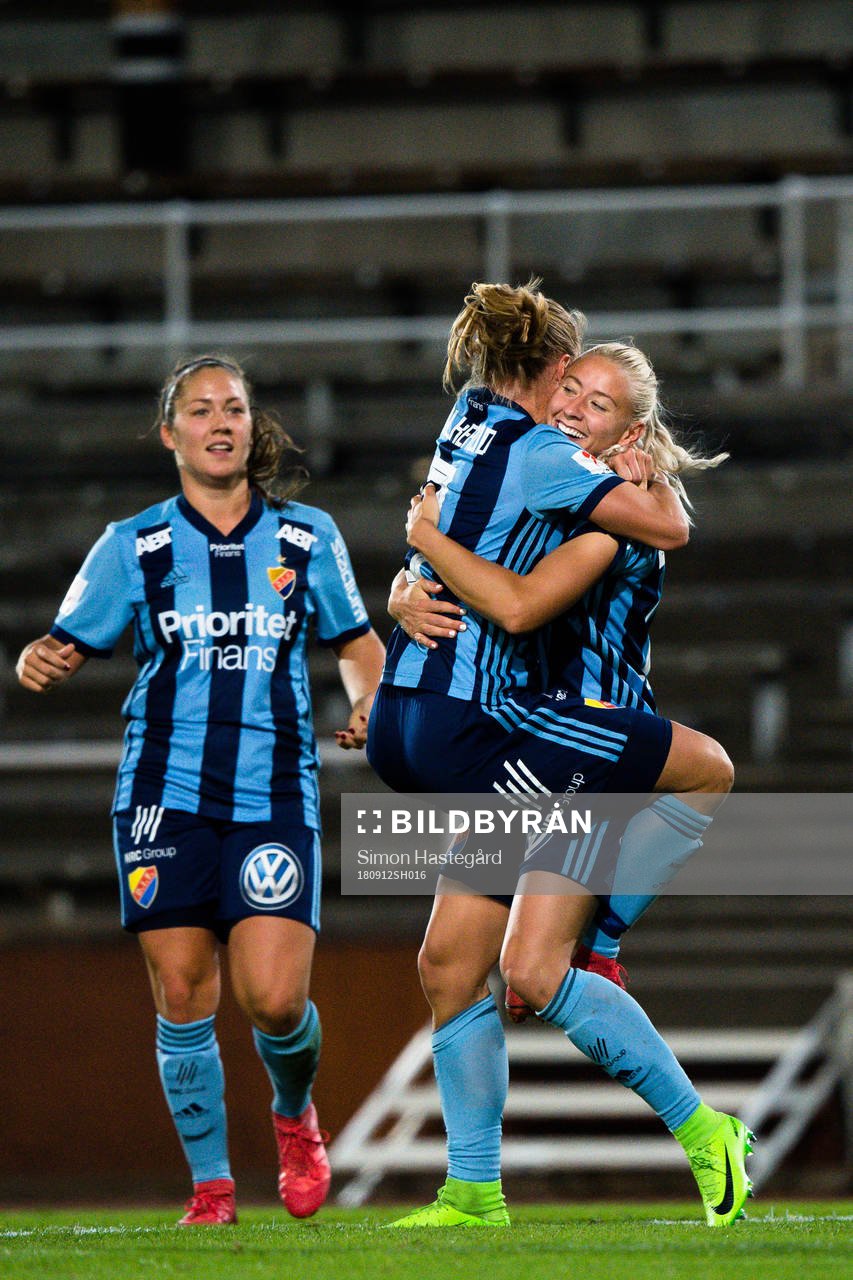 Djurgårdens Julia Spetsmark  och Mia Jalkerud jublar