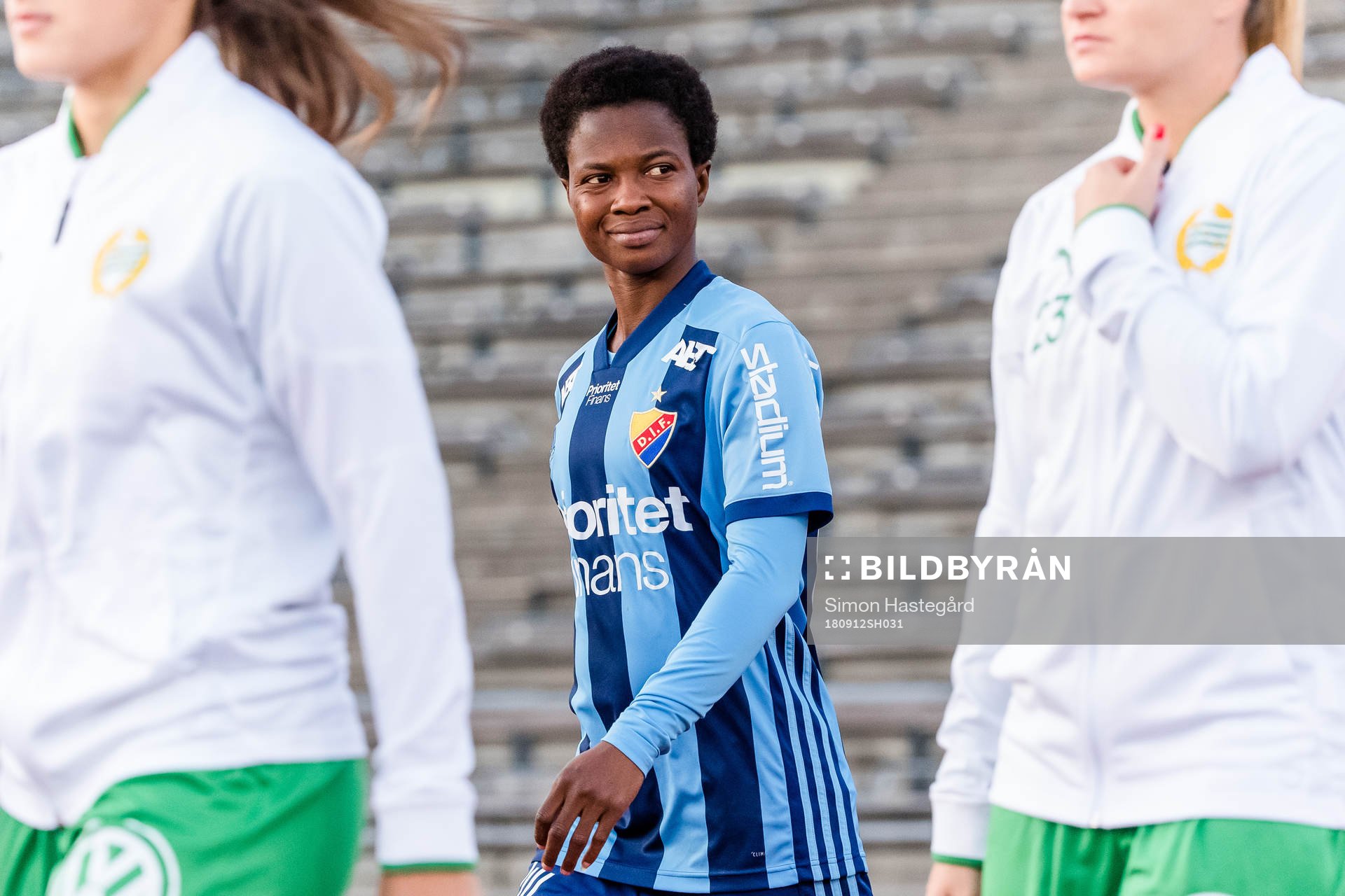 Djurgårdens Portia Boakye före fotbollsmatchen i