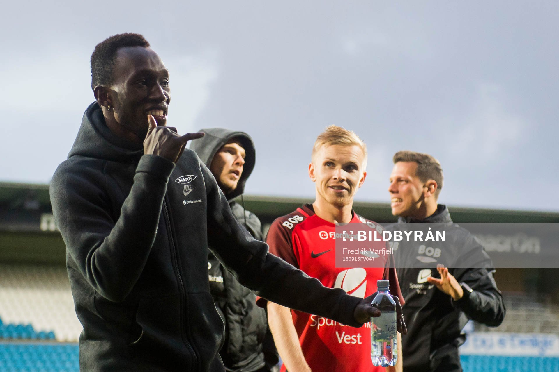 Daouda Bamba of Brann celebrates after the Eliteserien match between Haugesund and Brann on September 15, 2018 in Haugesund. 