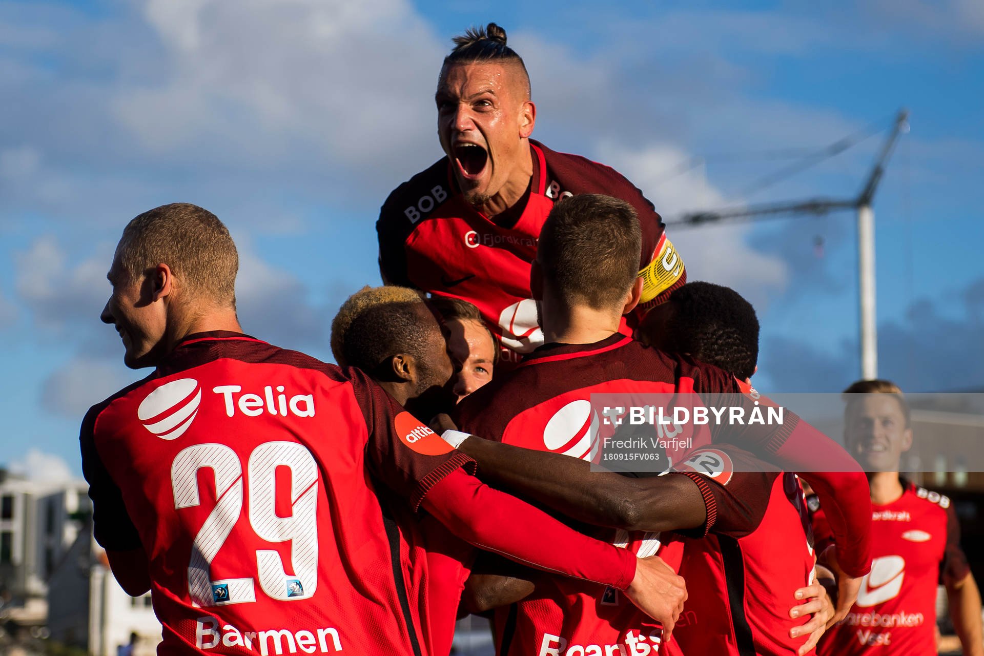 Gilli Rolantsson of Brann celebrates with his teammates