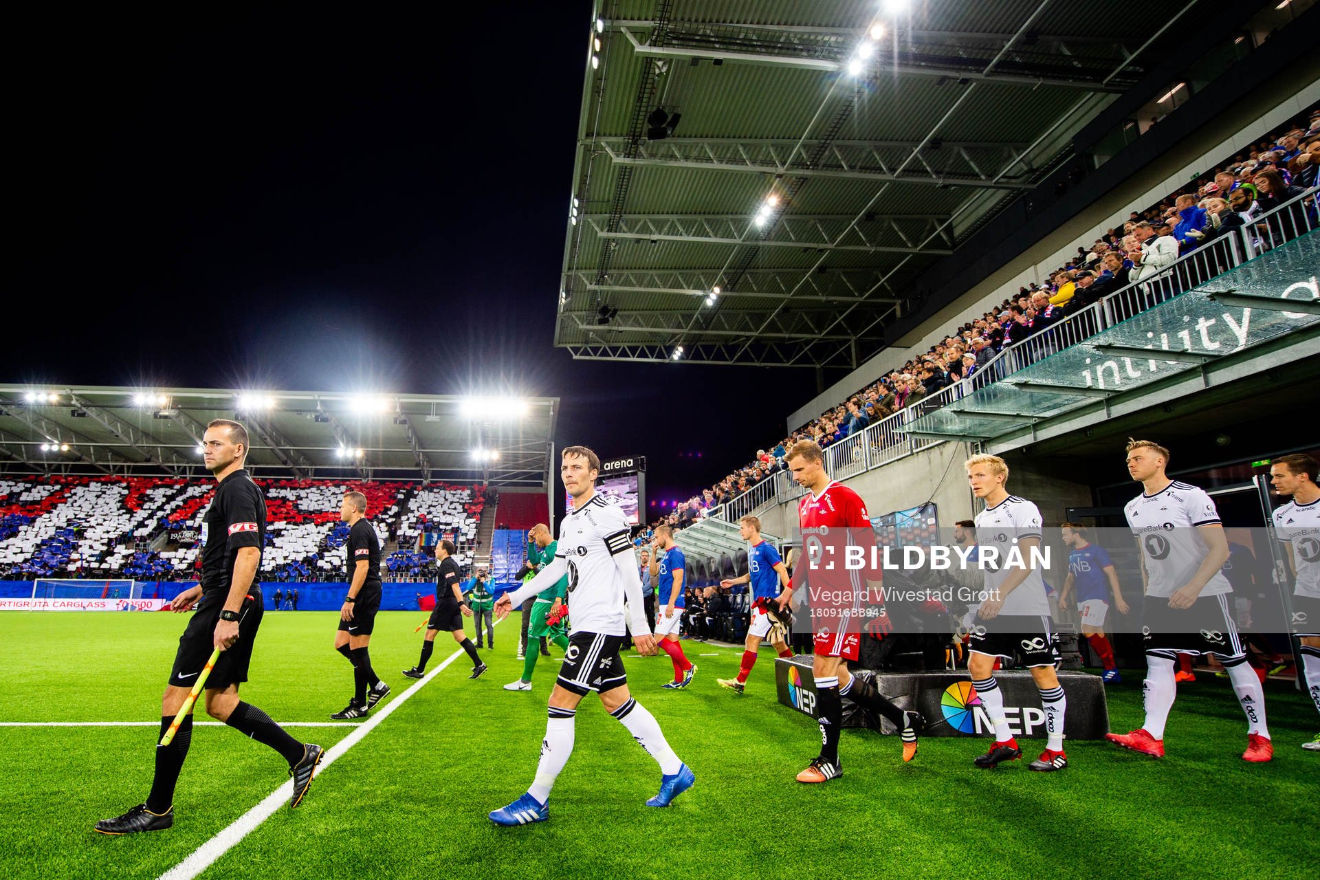 Mike Jensen of Rosenborg enters the pitch