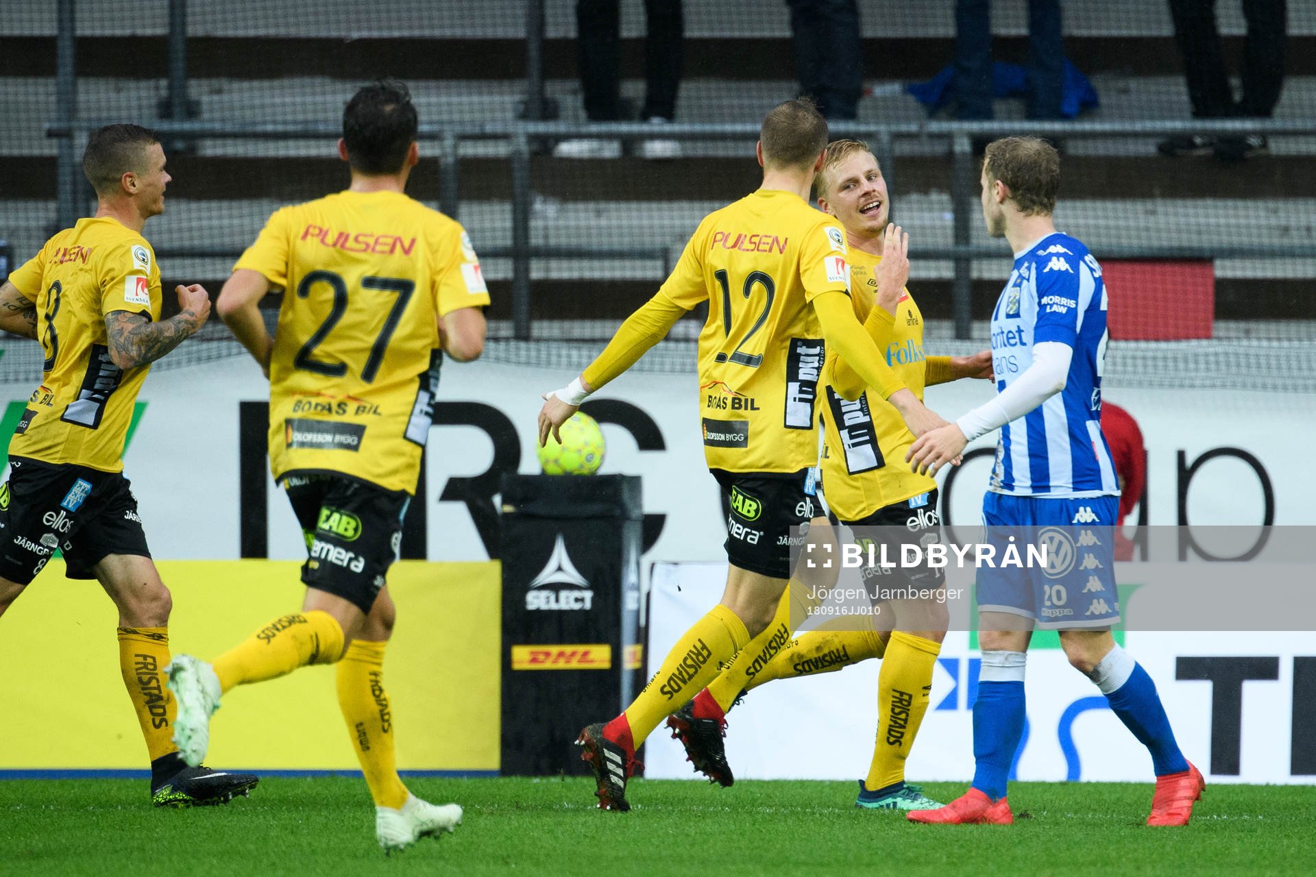 Elfsborgs Per Frick jublar efter 0-2 under fotbollsmatchen i Allsvenskan mellan IFK Göteborg och Elfsborg den 16 september 2018 i Göteborg.