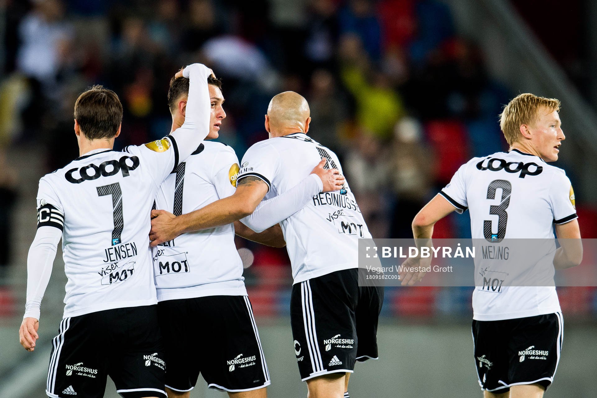 Jonathan Levi of Rosenborg celebrates with his teammates