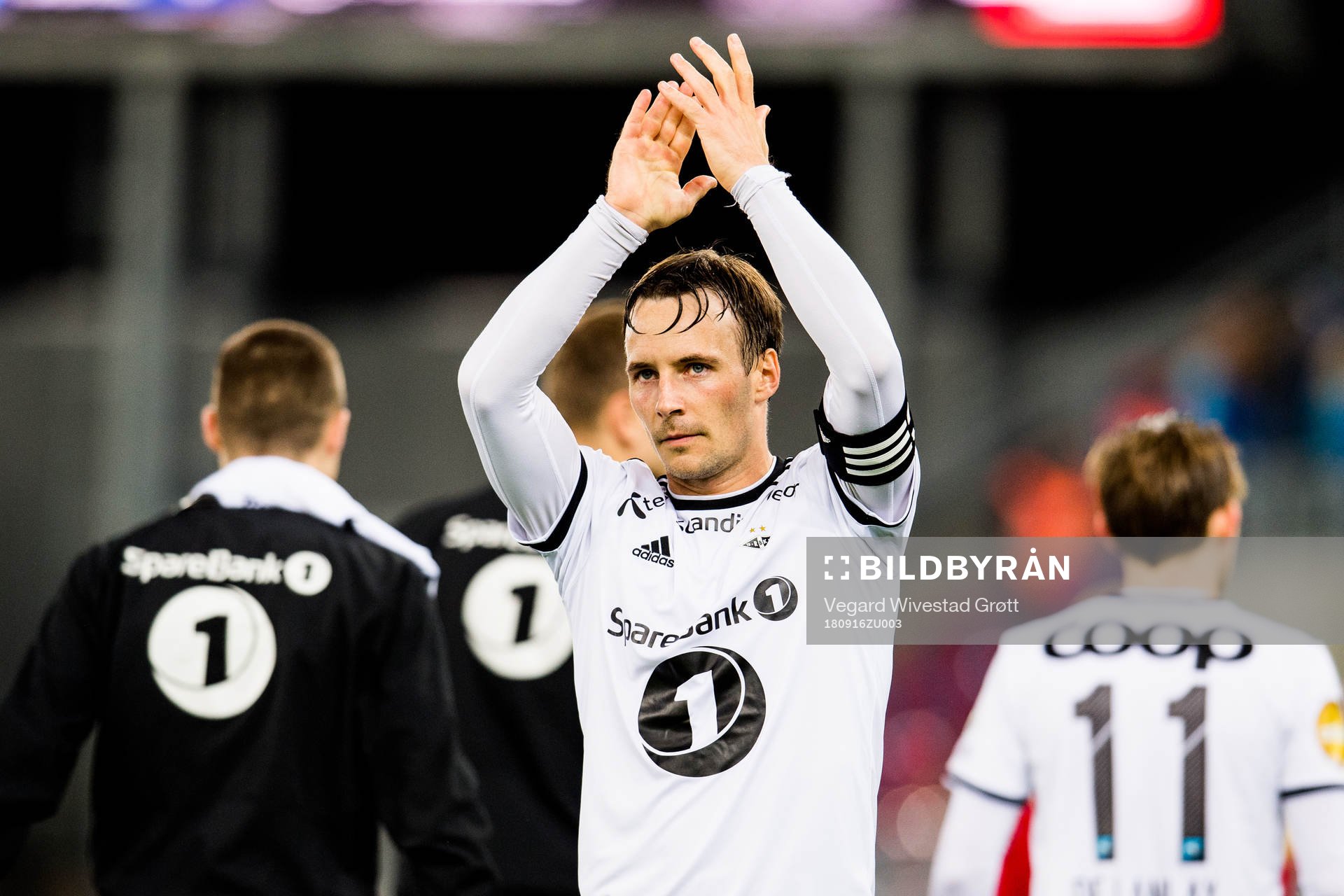 Mike Jensen of Rosenborg celebrates with teammates