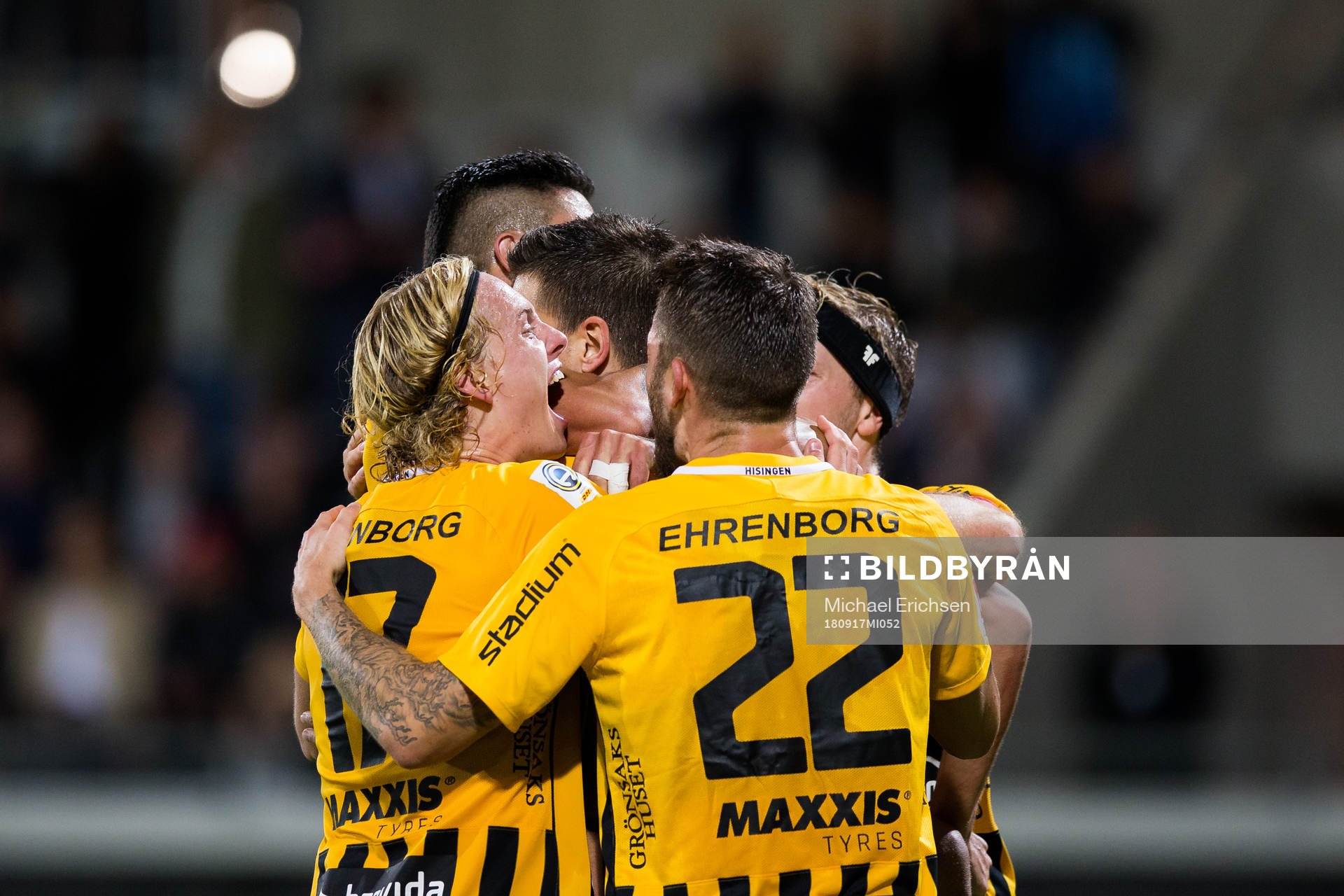 Häcken jubel efter Alexander Jeremejeff gjort 2-1 under fotbollsmatchen i allsvenskan mellan Häcken och Trelleborg den 17 september 2018 i Göteborg.