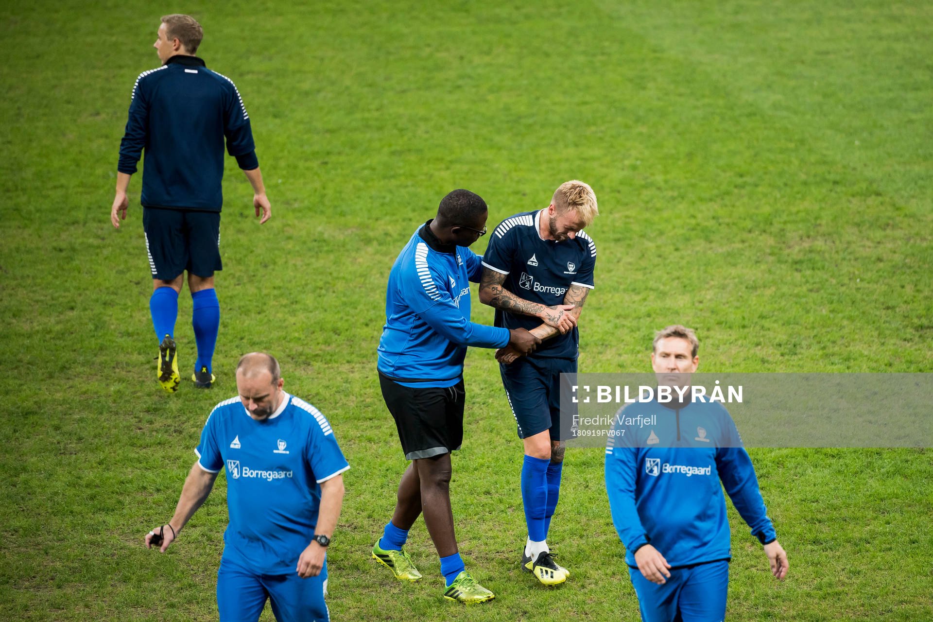 Kristoffer Knudsen Larsen of Sarpsborg 08 with an injury