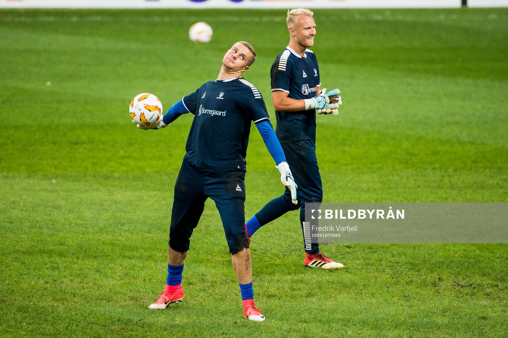 Goalkeeper Aleksandr Vasyutin and goalkeeper Aslak Falch of