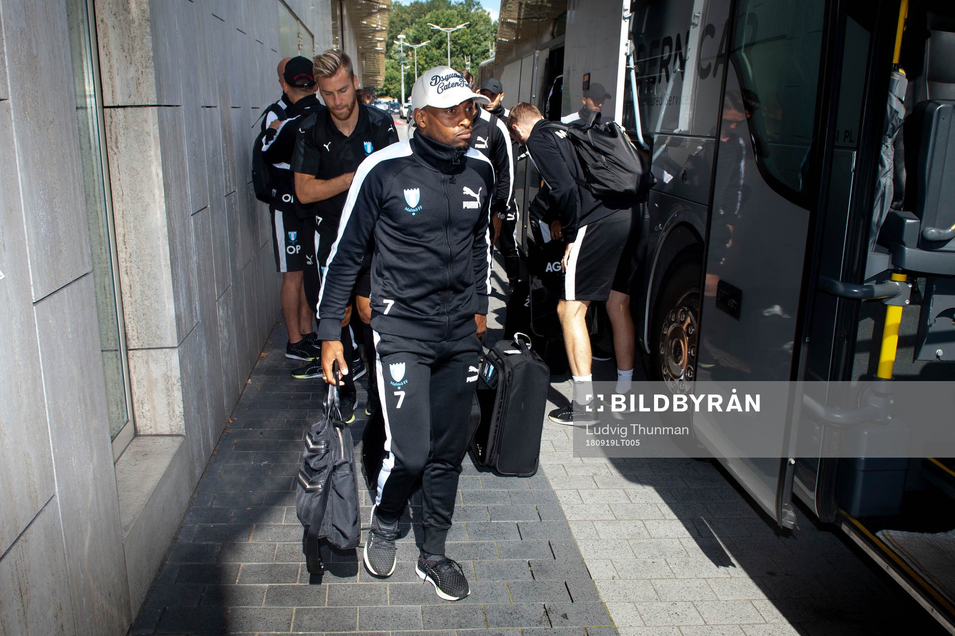 Fouad Bachirou of Malmö FF arrives at the hotel