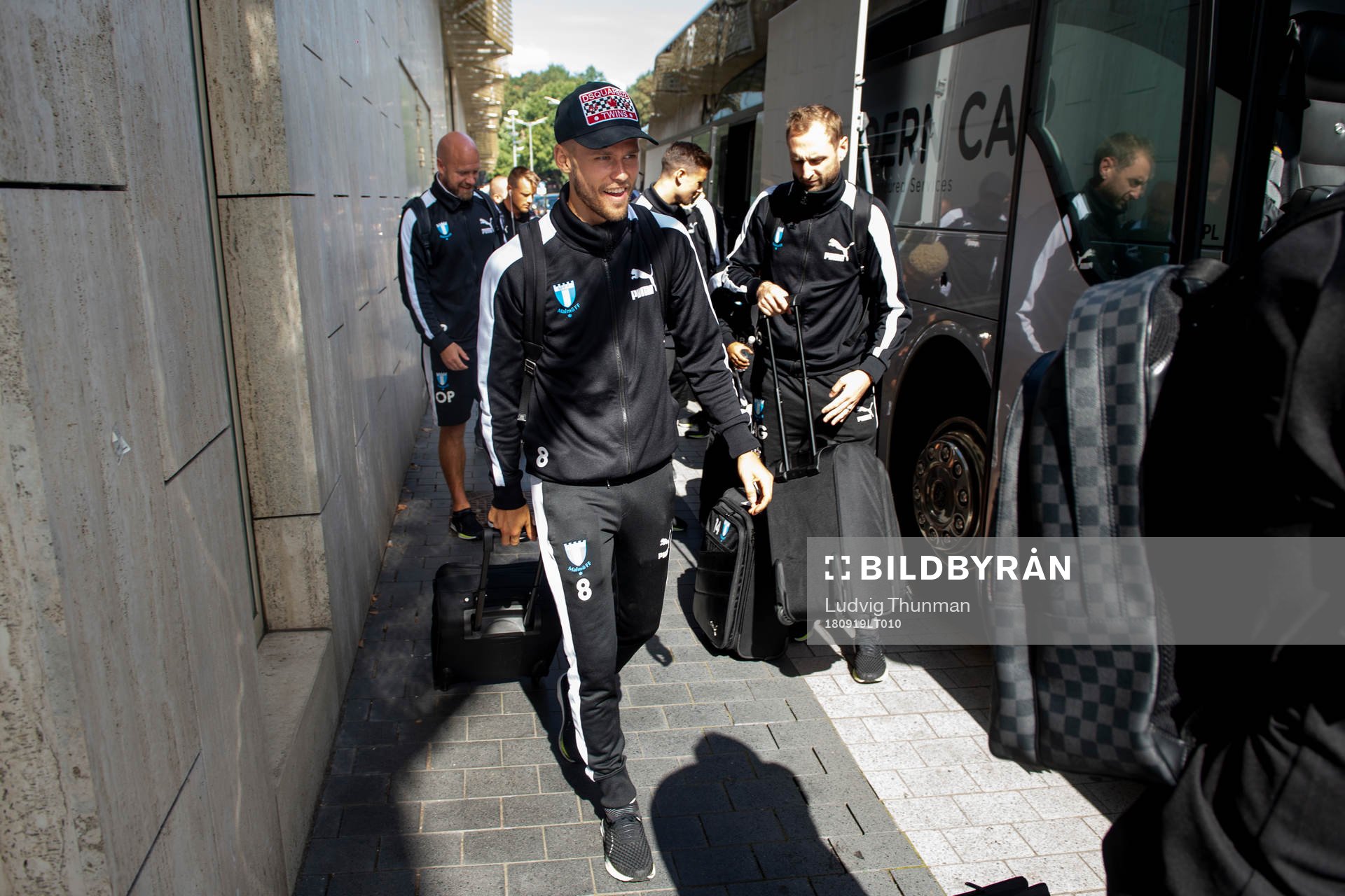 Arnór Ingvi Traustason of Malmö FF arrives at the hotel