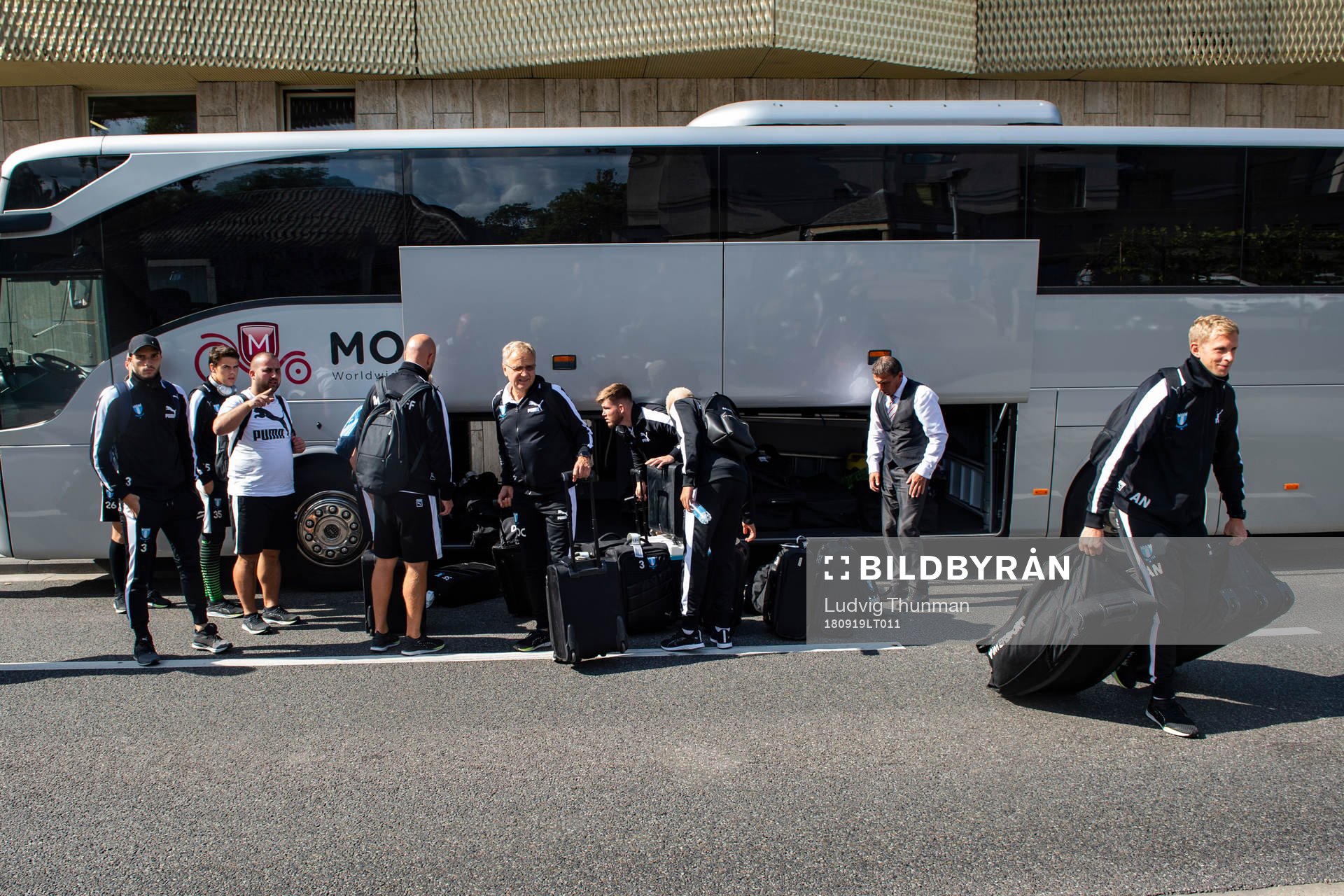 Players of Malmö FF arrive at their hotel