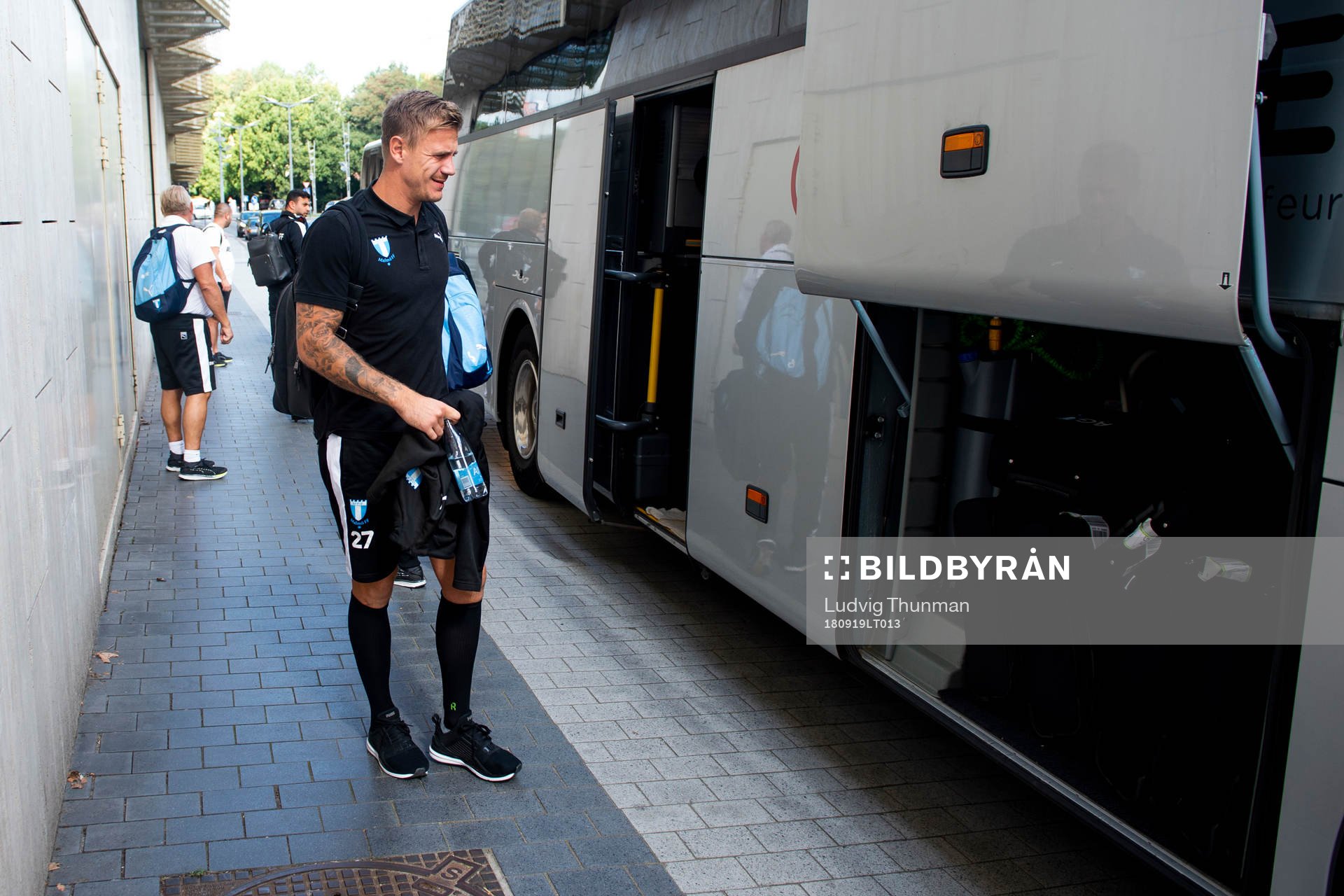 Goalkeeper Johan Dahlin arrive at their hotel