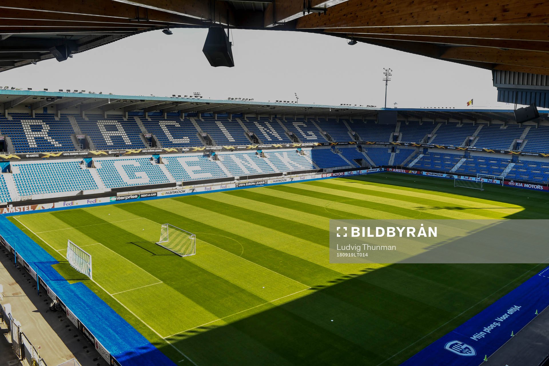 General view of Genk Arena ahead of a practice and press conference with Malmö FF ahead of the Europa League match against Genk on September 19, 2018 in Genk.