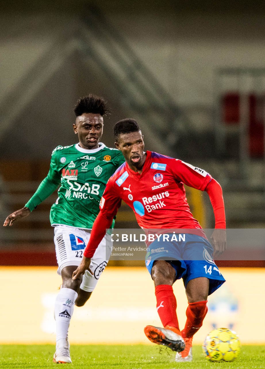 Helsingborgs Mohammed Abubakari och Brages Kristian Andersen