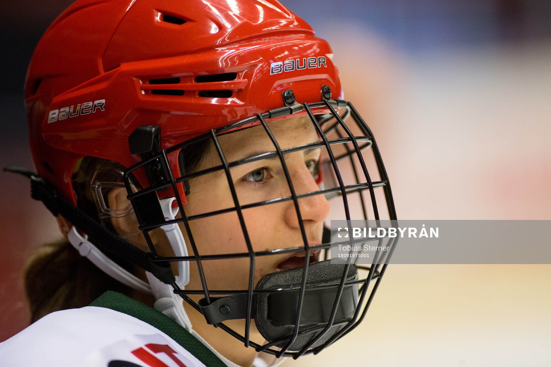 Modos Michela Cava innan ishockeymatchen i SDHL mellan