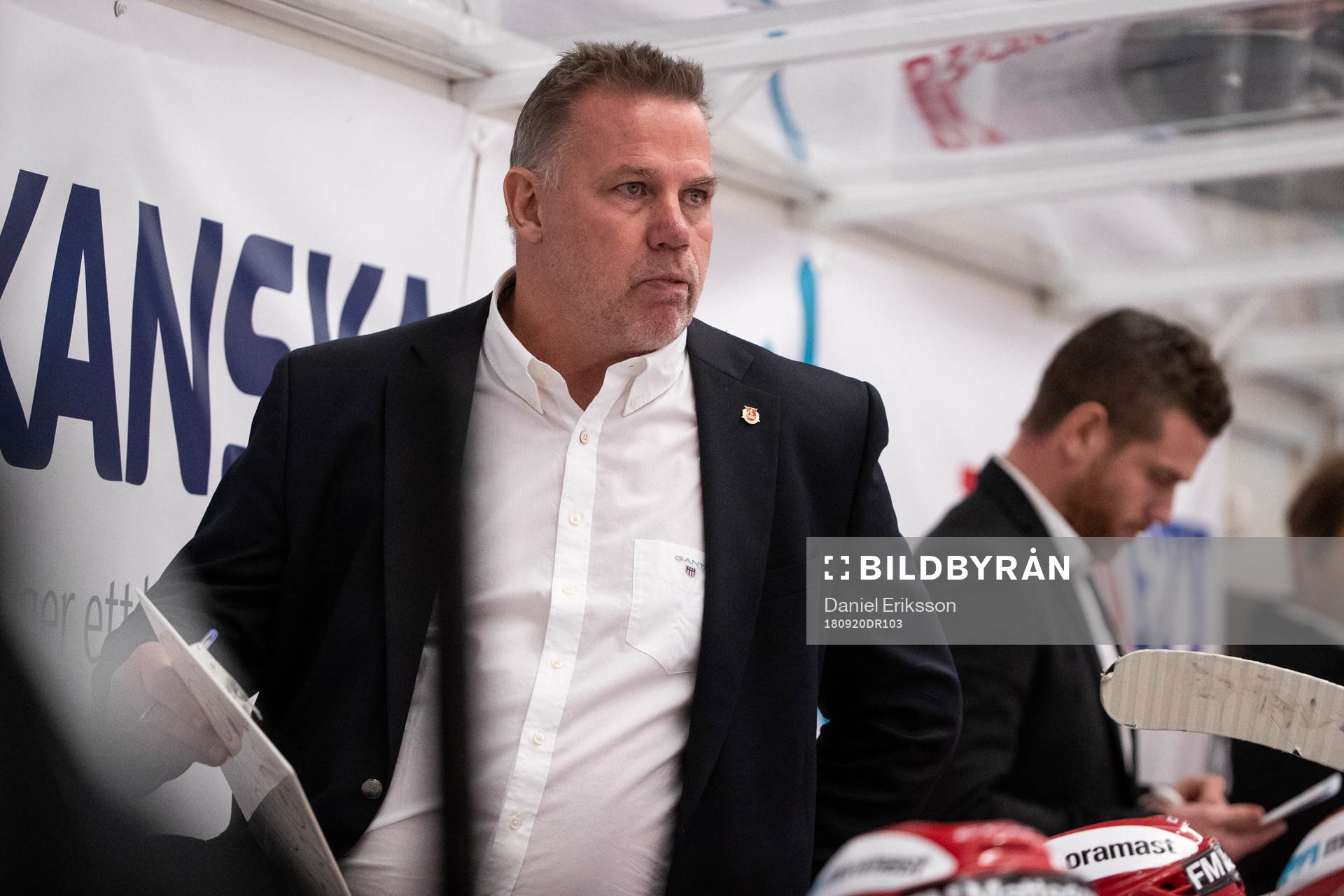 Moras tränare Mats Lusth  i ishockeymatchen i SHL mellan