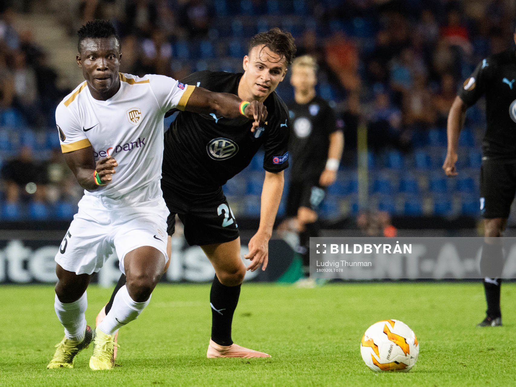 Joseph Aidoo of Genk and Andreas Vindheim of Malmö FF