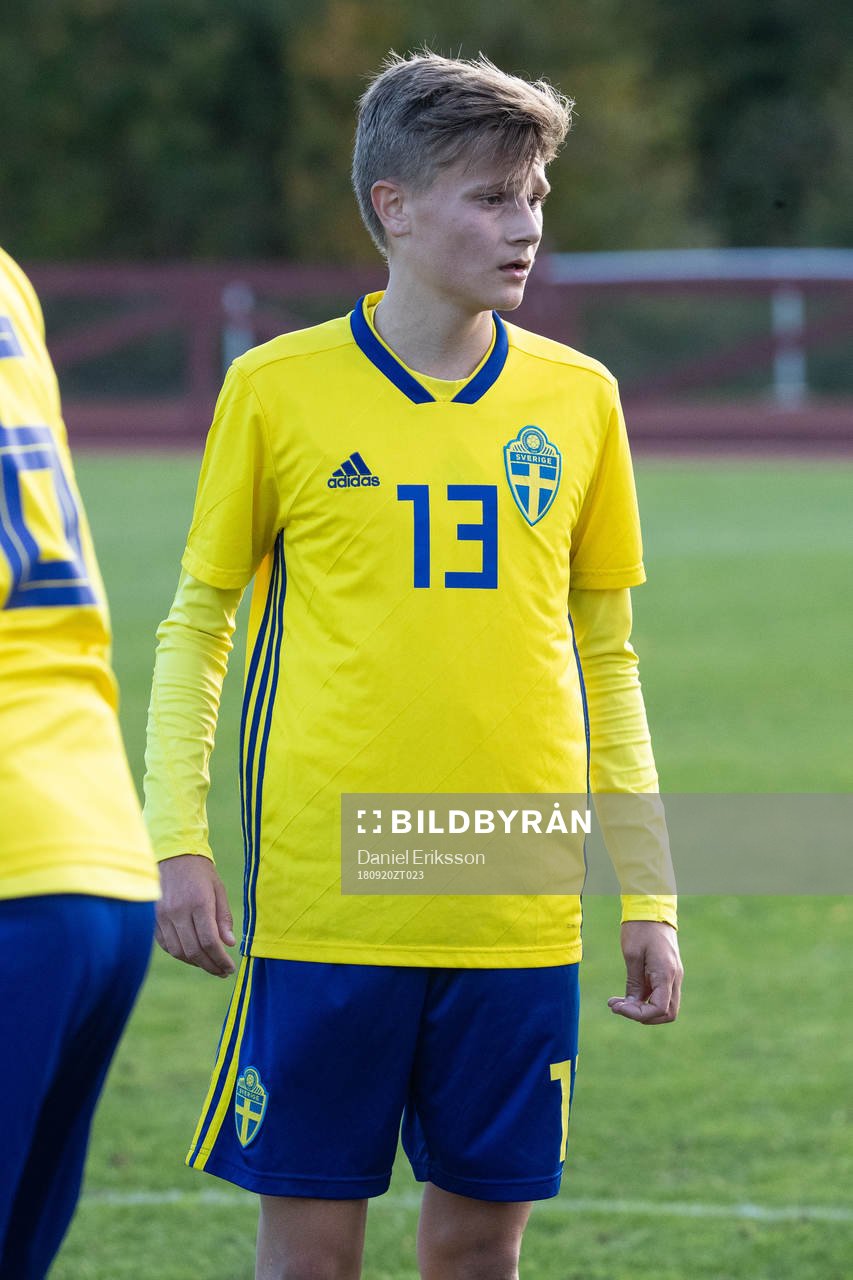Sveriges Adam Hellqvist i landskampen i fotboll mellan