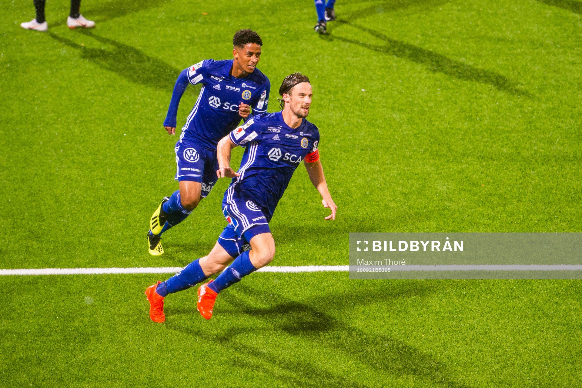 Sundsvalls Linus Hallenius jublar efter 2-1 under fotbollsmatchen i Allsvenskan mellan Brommapojkarna och GIF Sundsvall den 21 september 2018 i Stockholm.