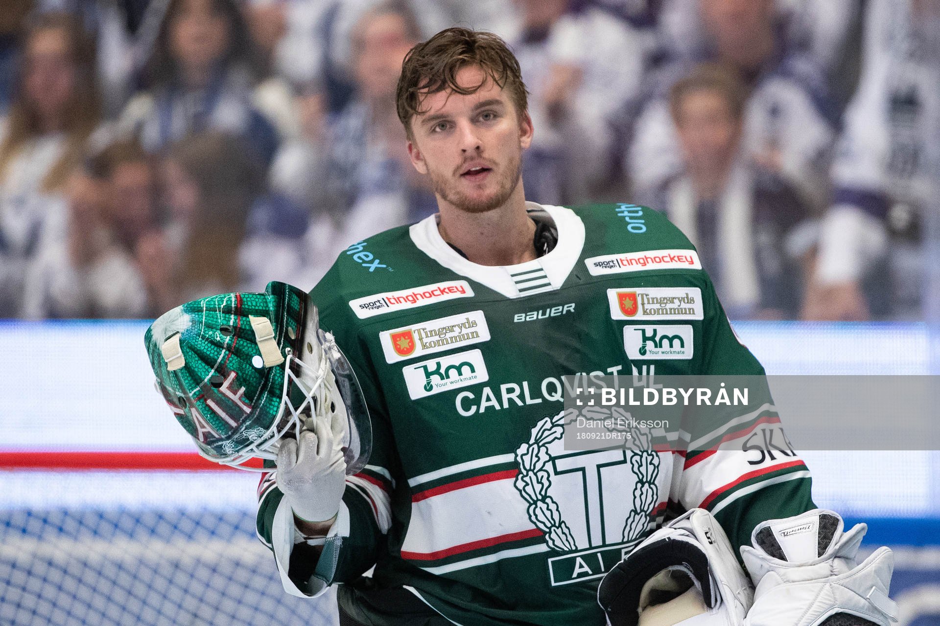 Tingsryds målvakt Tex Williamsson  i ishockeymatchen i