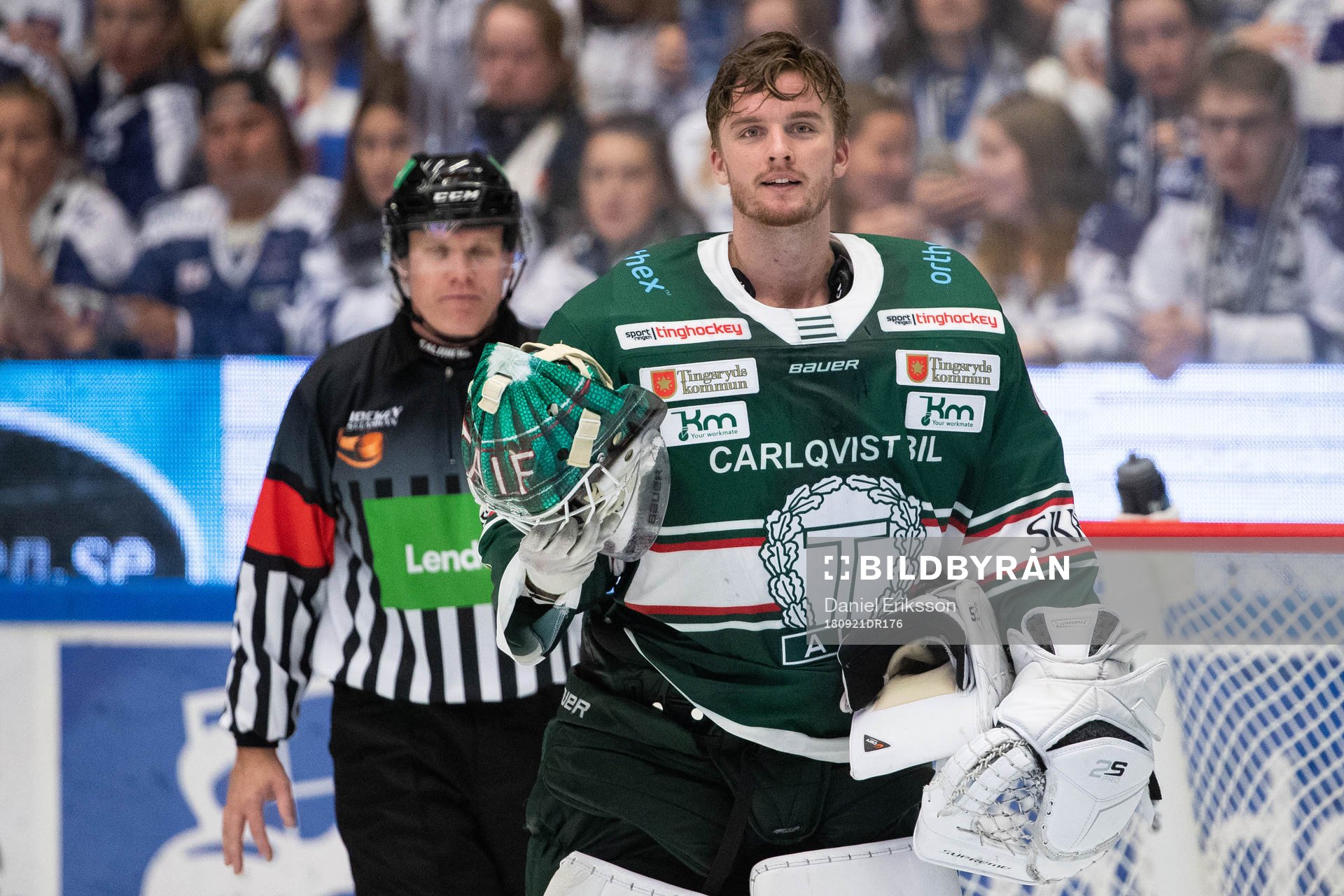 Tingsryds målvakt Tex Williamsson  i ishockeymatchen i