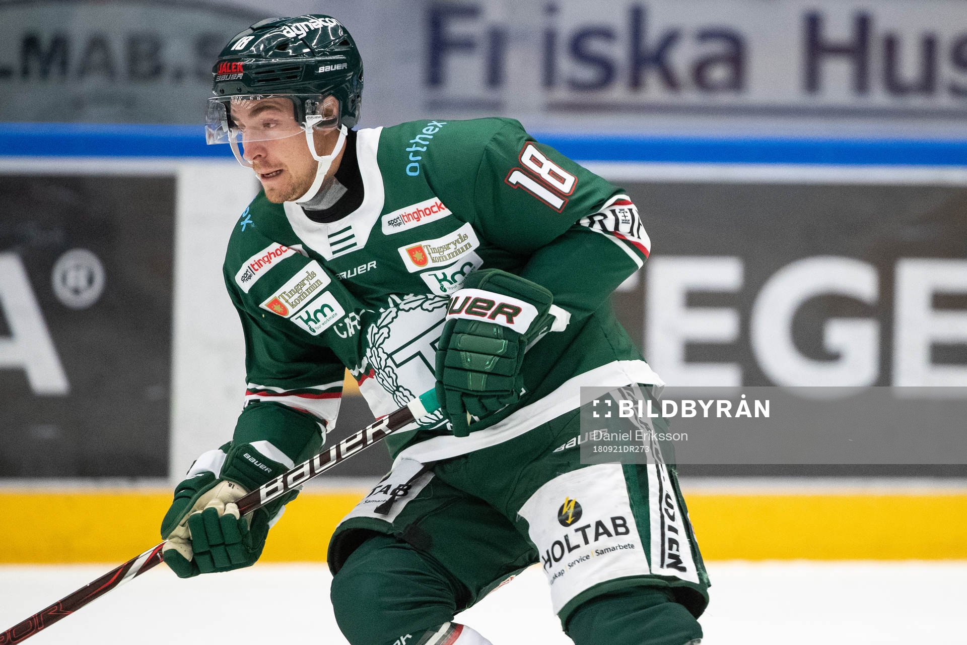 Tingsryds Max Novak  i ishockeymatchen i Hockeyallsvenskan