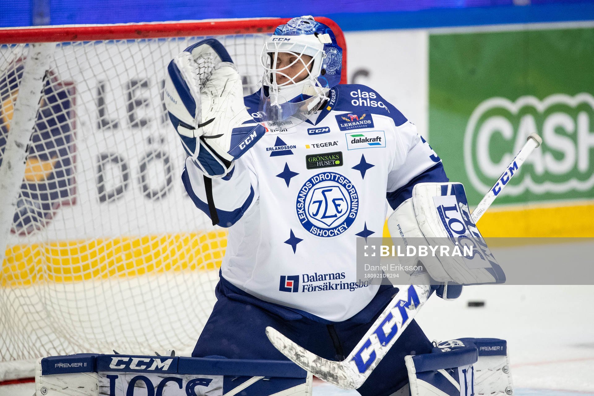 Leksands målvakt Jonas Arntzen i ishockeymatchen i