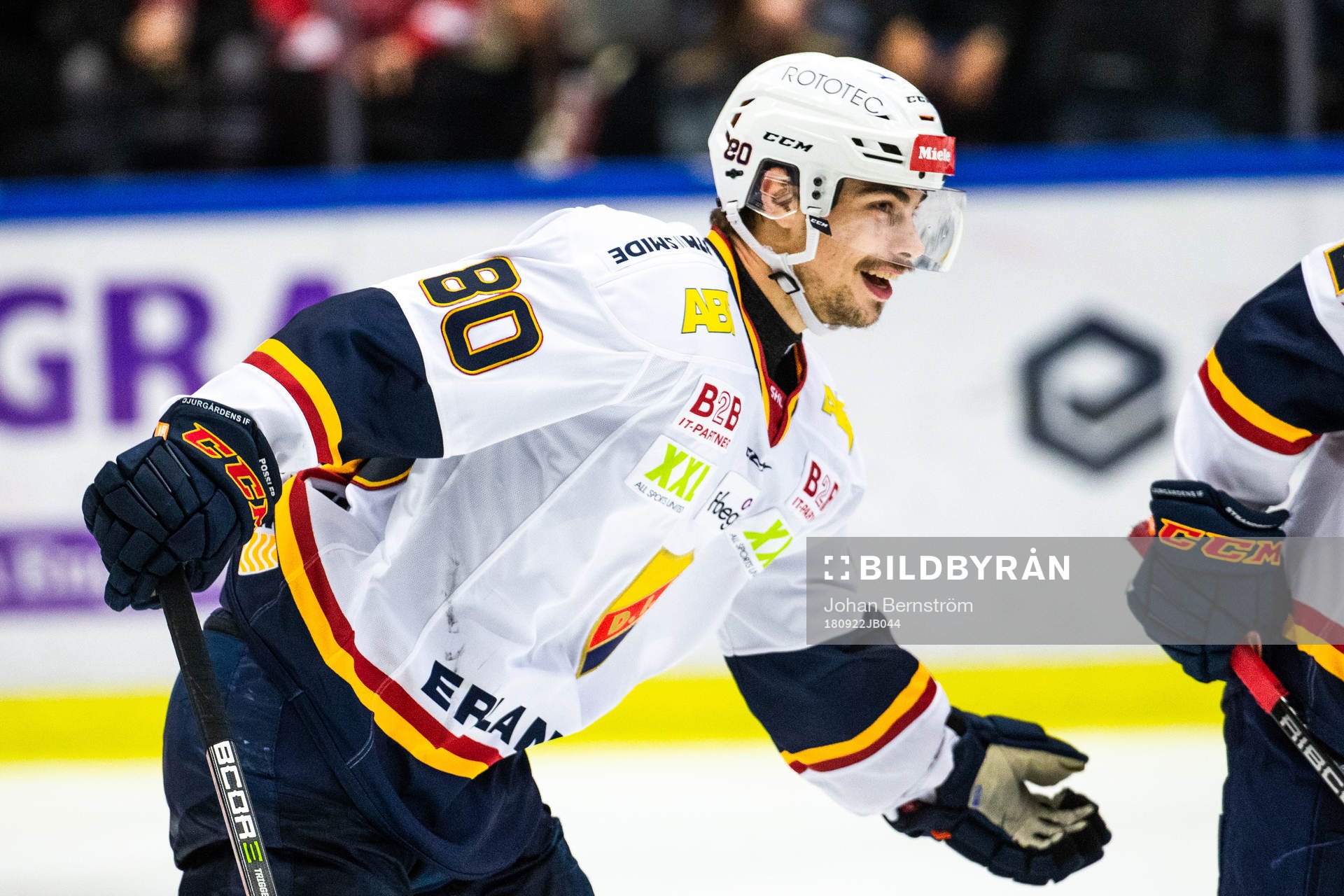 Djurgårdens Gustav Possler jublar