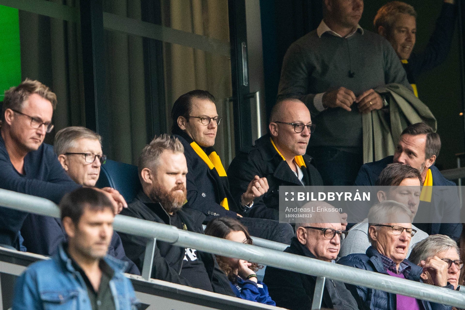 Prins Daniel Westling Bernadotte på läktaren under fotbollsmatchen i Allsvenskan mellan AIK och Hammarby den 23 september 2018 i Stockholm.