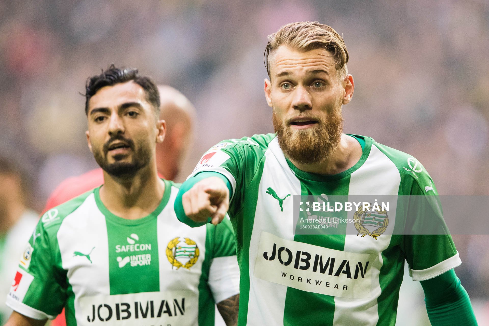 Hammarbys Jiloan Hamad och David Fällman reagerar