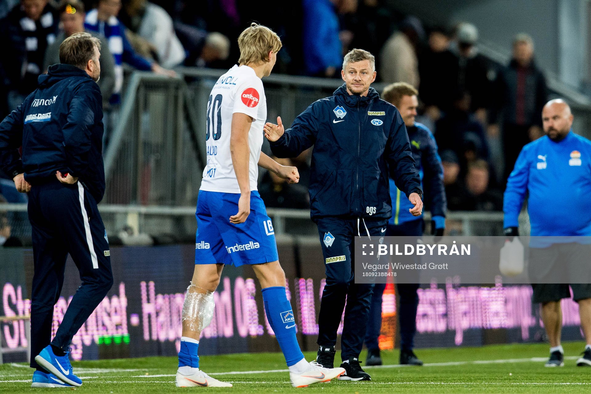 Erling Braut Håland and Ole Gunnar Solskjær, manager of