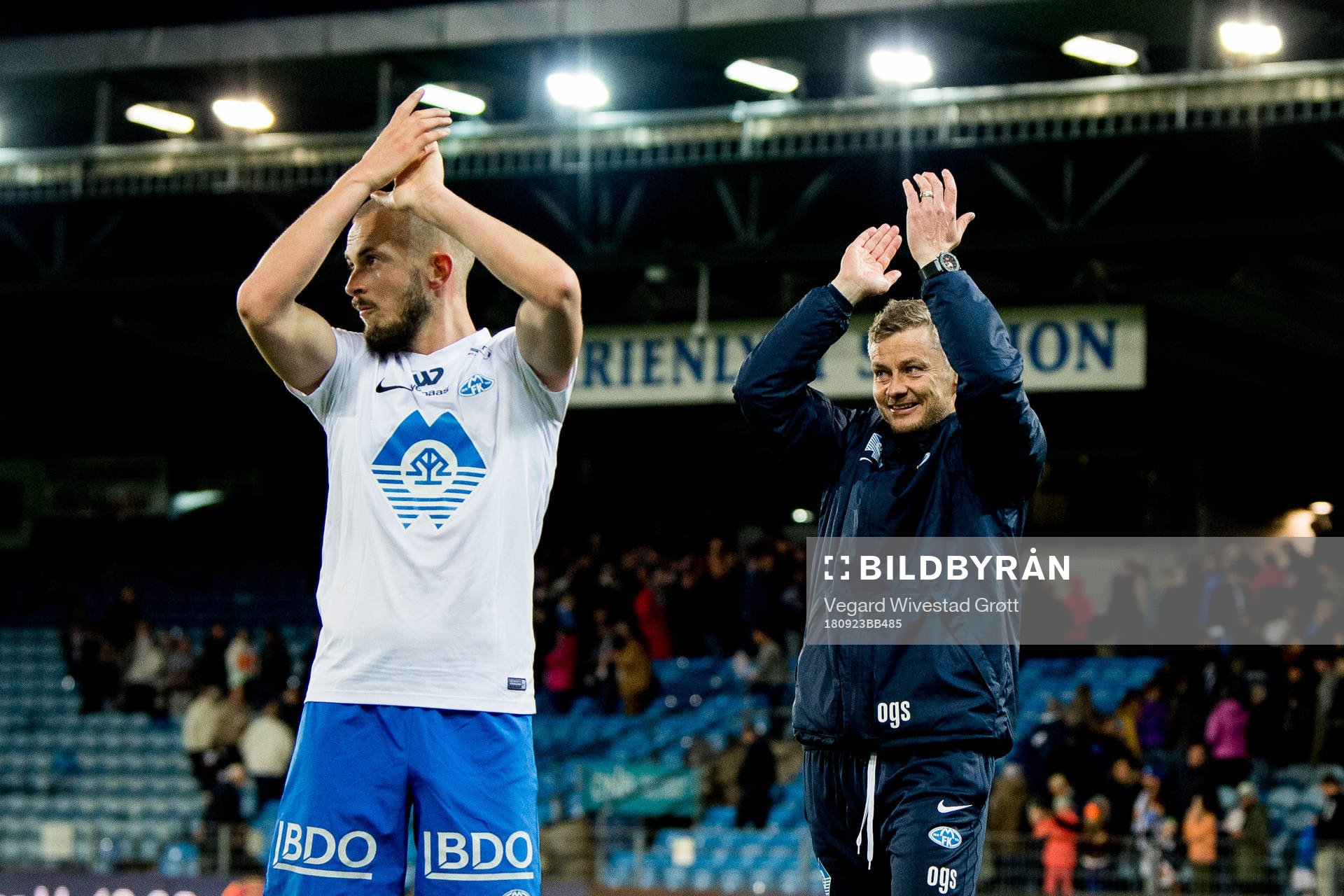 Eirik Hestad and Ole Gunnar Solskjær, manager of Molde