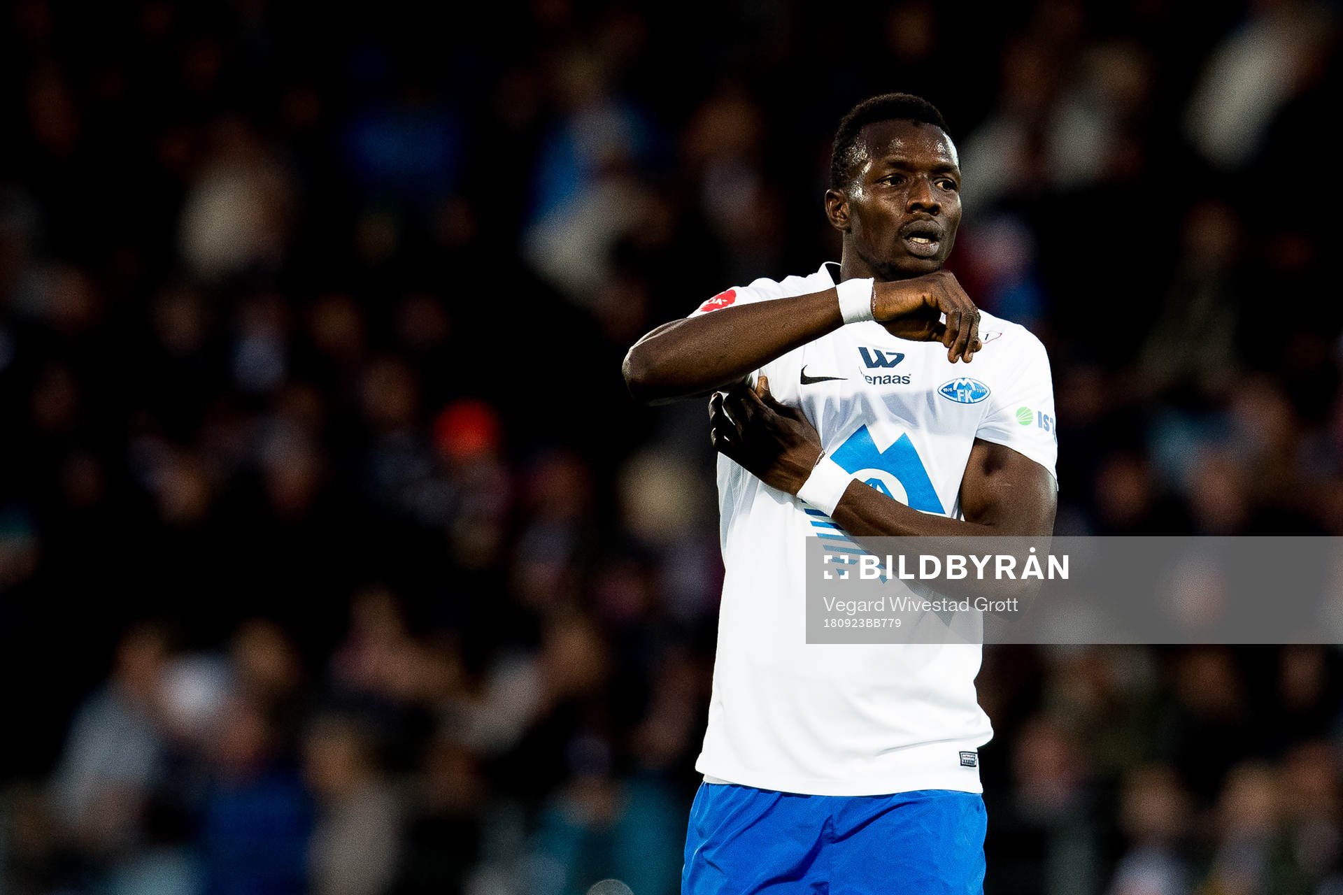 Babacar Sarr of Molde during the Eliteserien match between Strømsgodset and Molde on September 23, 2018 in Drammen.

