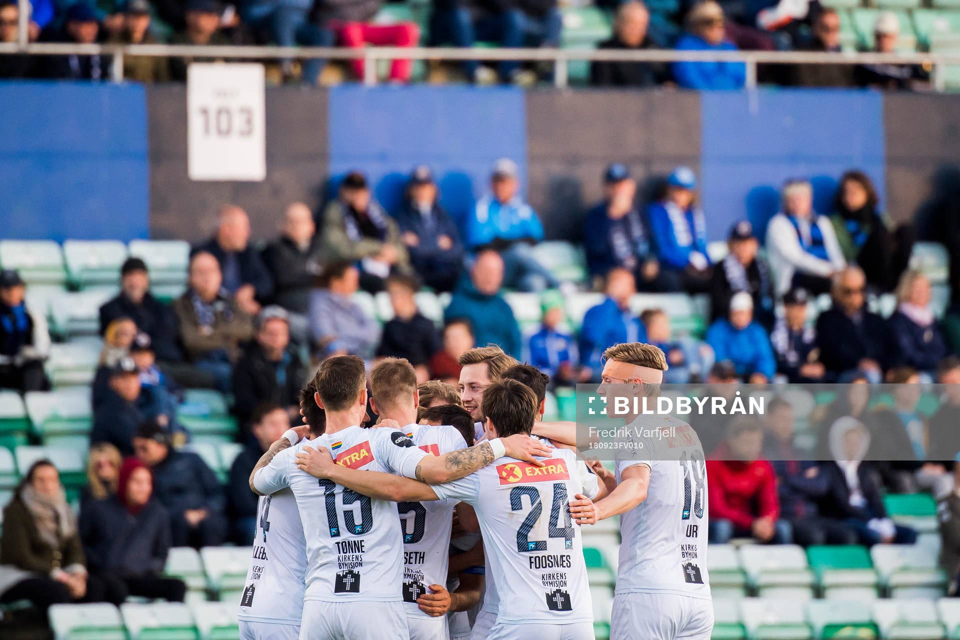 Mads Reginiussen of Ranheim celebrates with his teammates