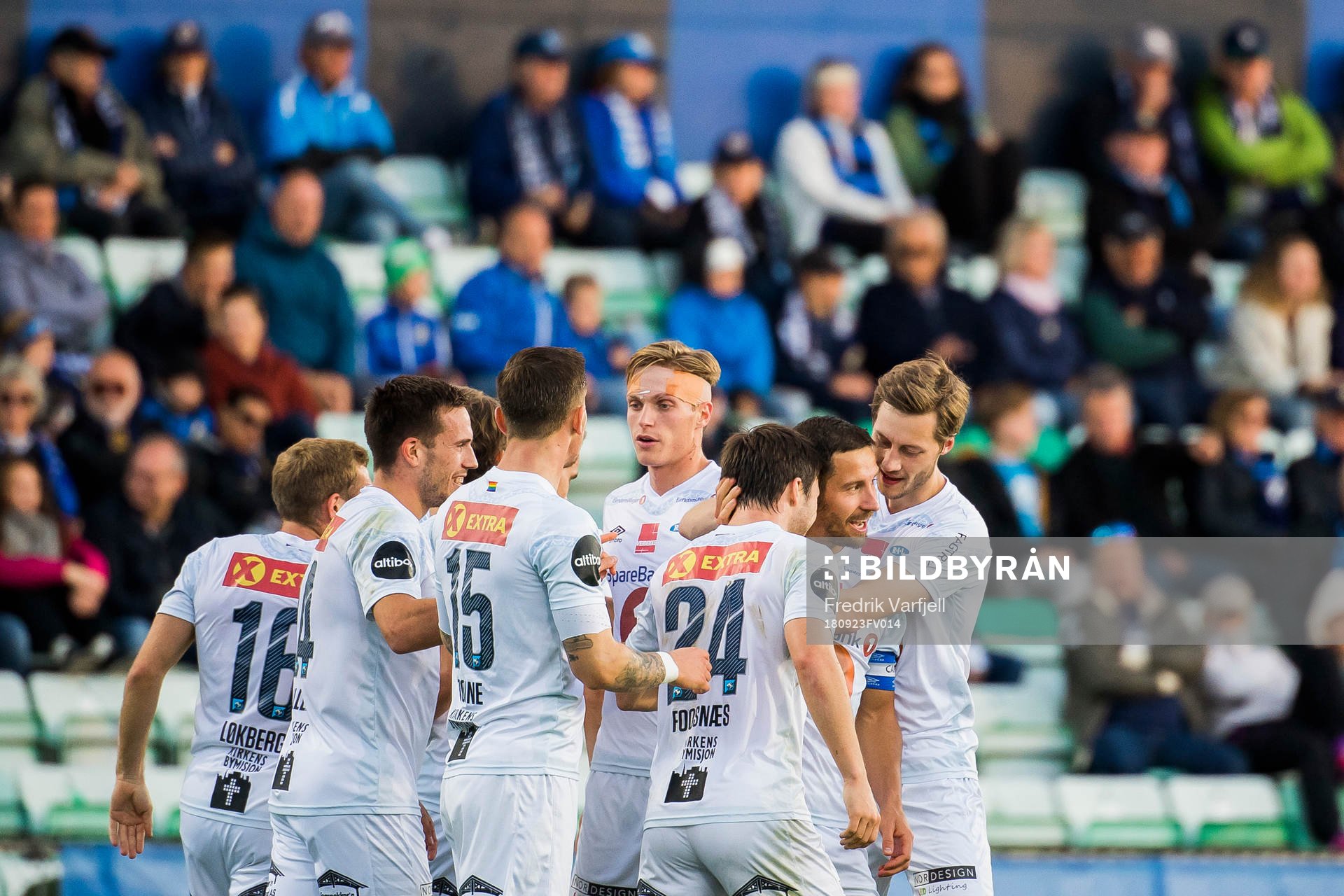 Mads Reginiussen of Ranheim celebrates with his teammates