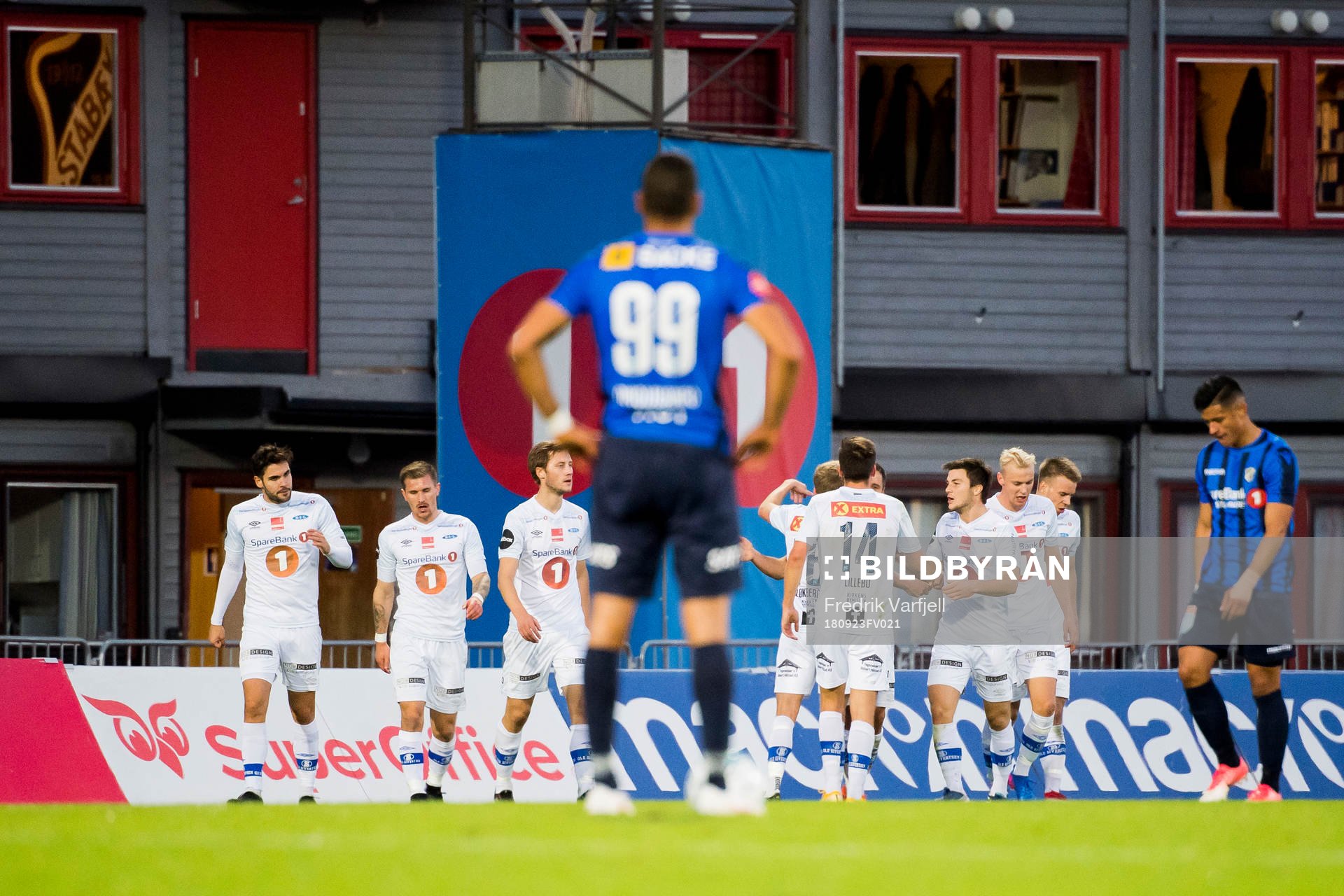 Mads Reginiussen of Ranheim celebrates with his teammates