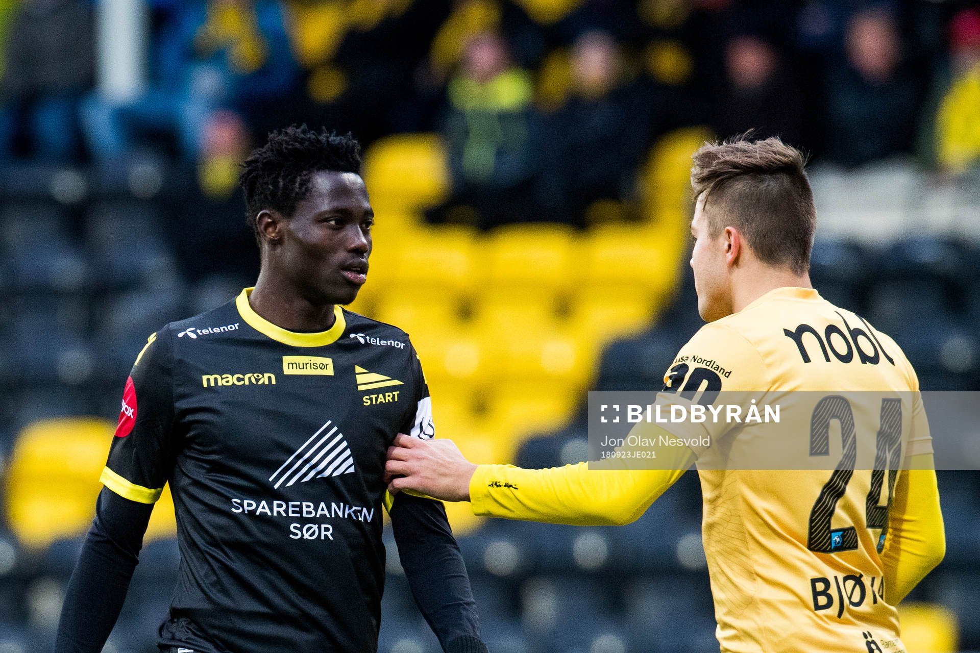Adeleke Akinyemi of Start and Fredrik André Bjørkan of