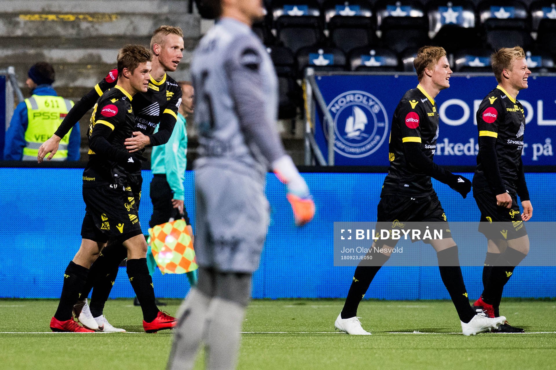 Mathias Idsøe Bringaker of Start celebrates the 1-2 goal