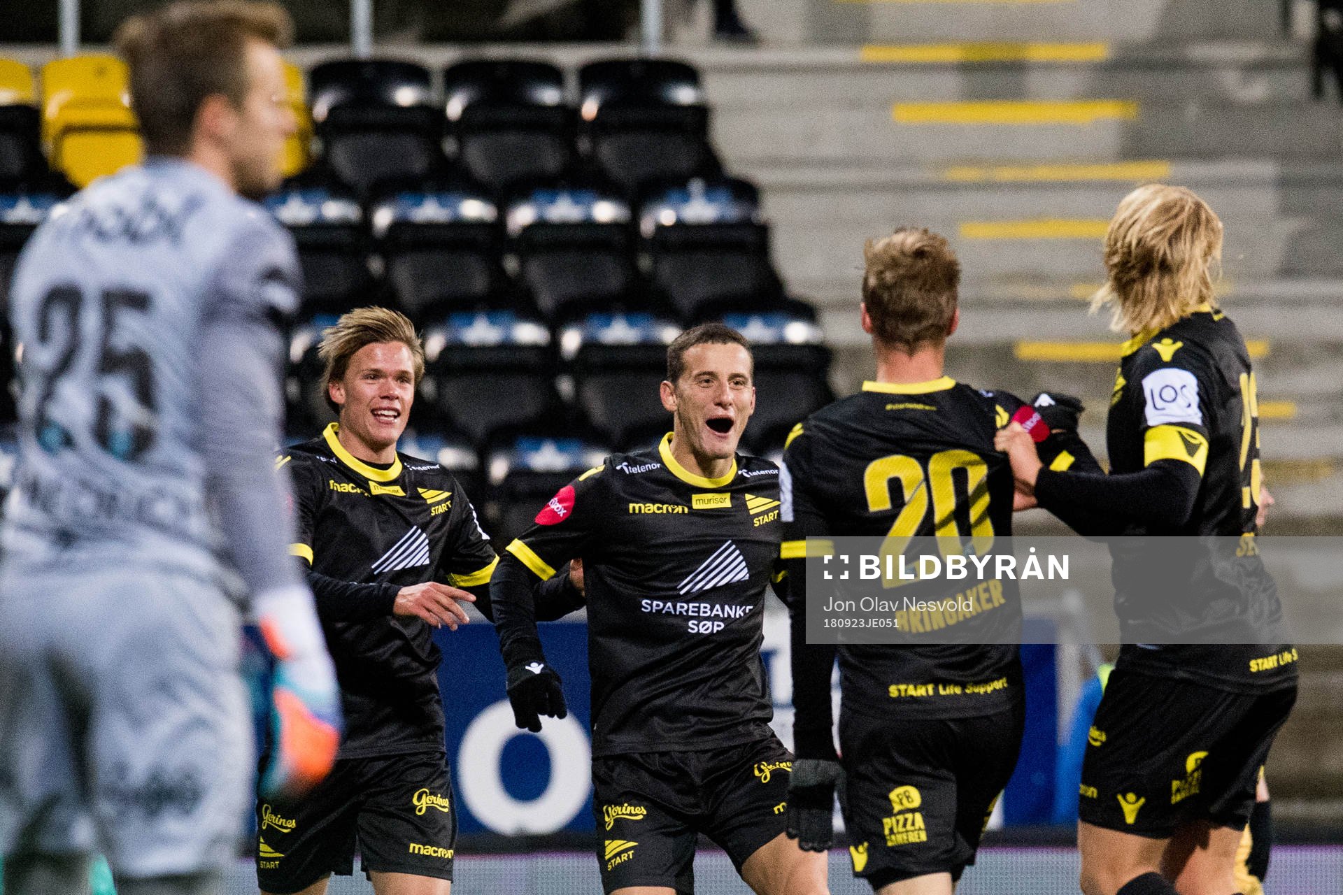 Herolind Shala of Start celebrates the 1-2 goal with his