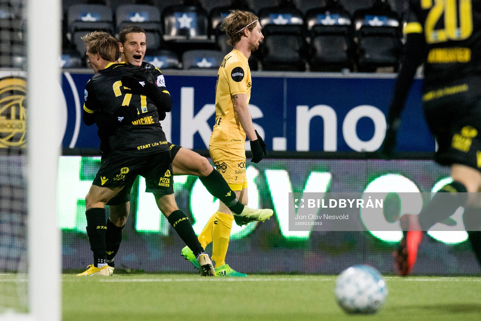 Herolind Shala of Start celebrates the 1-2 goal with his